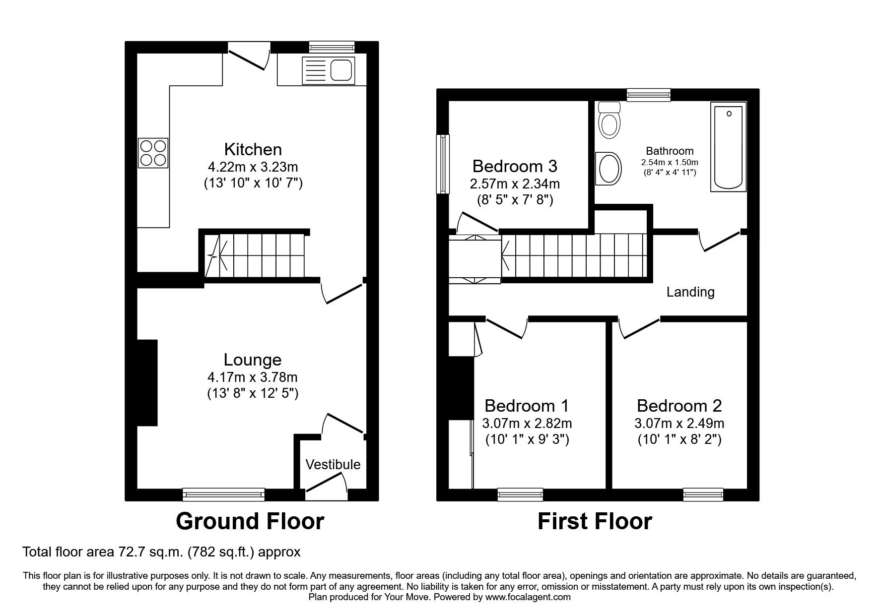 Floorplan of 3 bedroom Mid Terrace House for sale, Lindisfarne Street, Carlisle, Cumbria, CA1