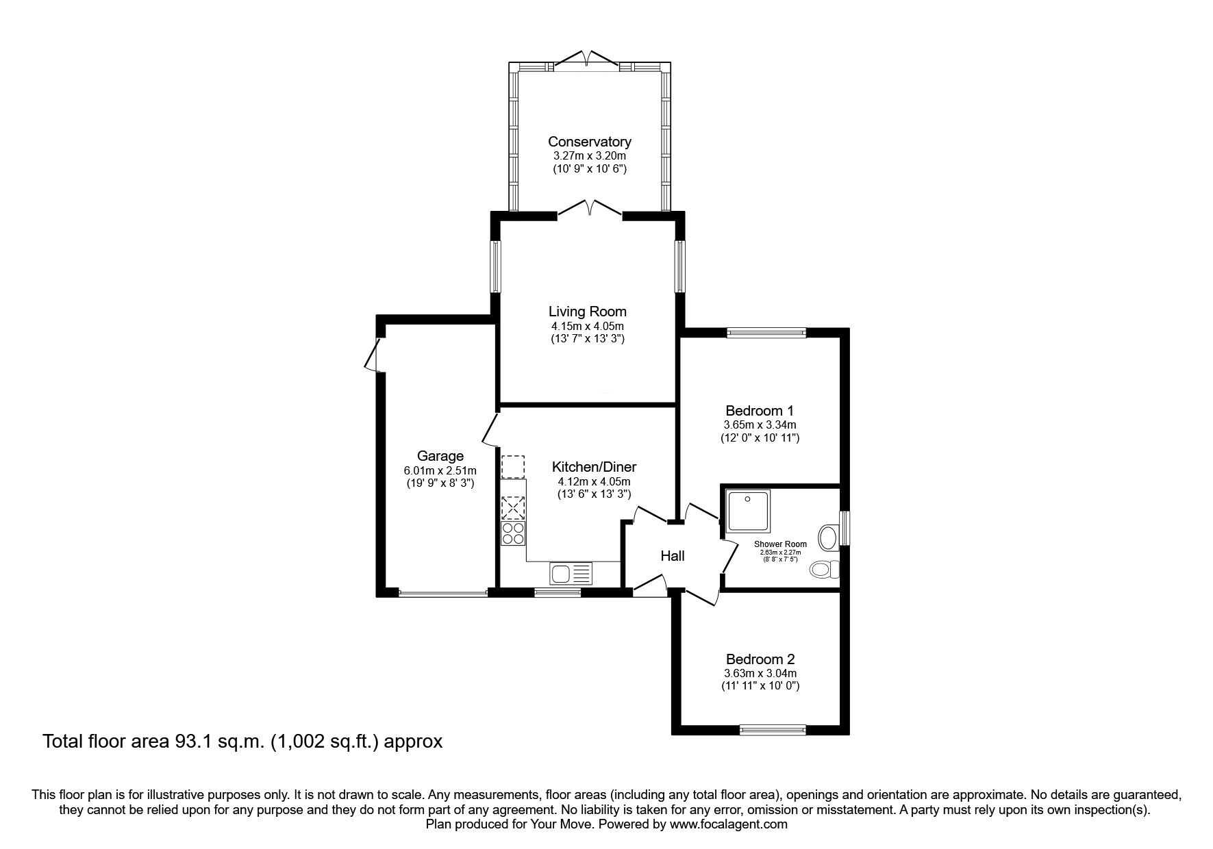 Floorplan of 2 bedroom Detached Bungalow for sale, Ladyseat Gardens, Longtown, Cumbria, CA6