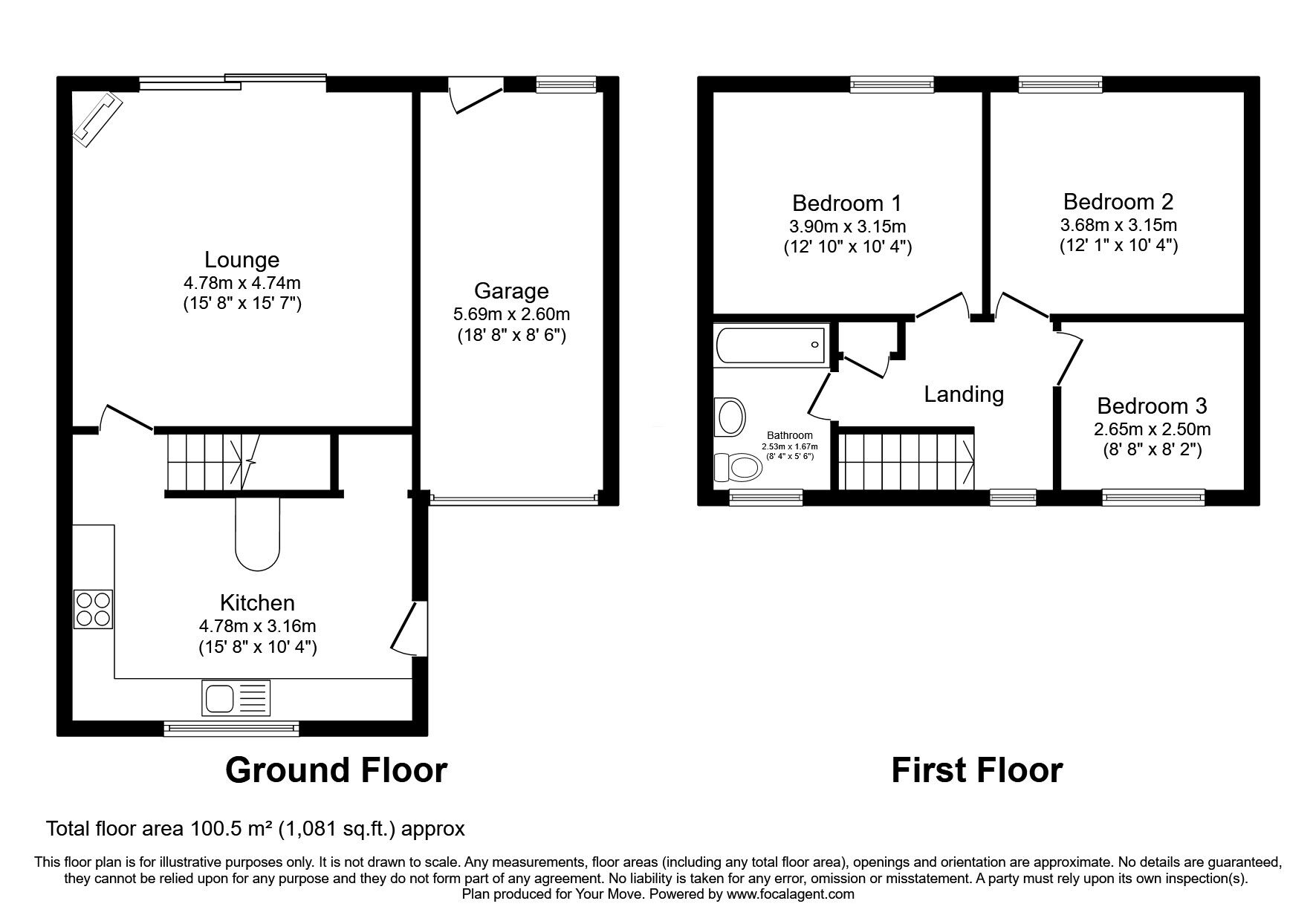 Floorplan of 3 bedroom Mid Terrace House for sale, Holme Head Way, Carlisle, Cumbria, CA2