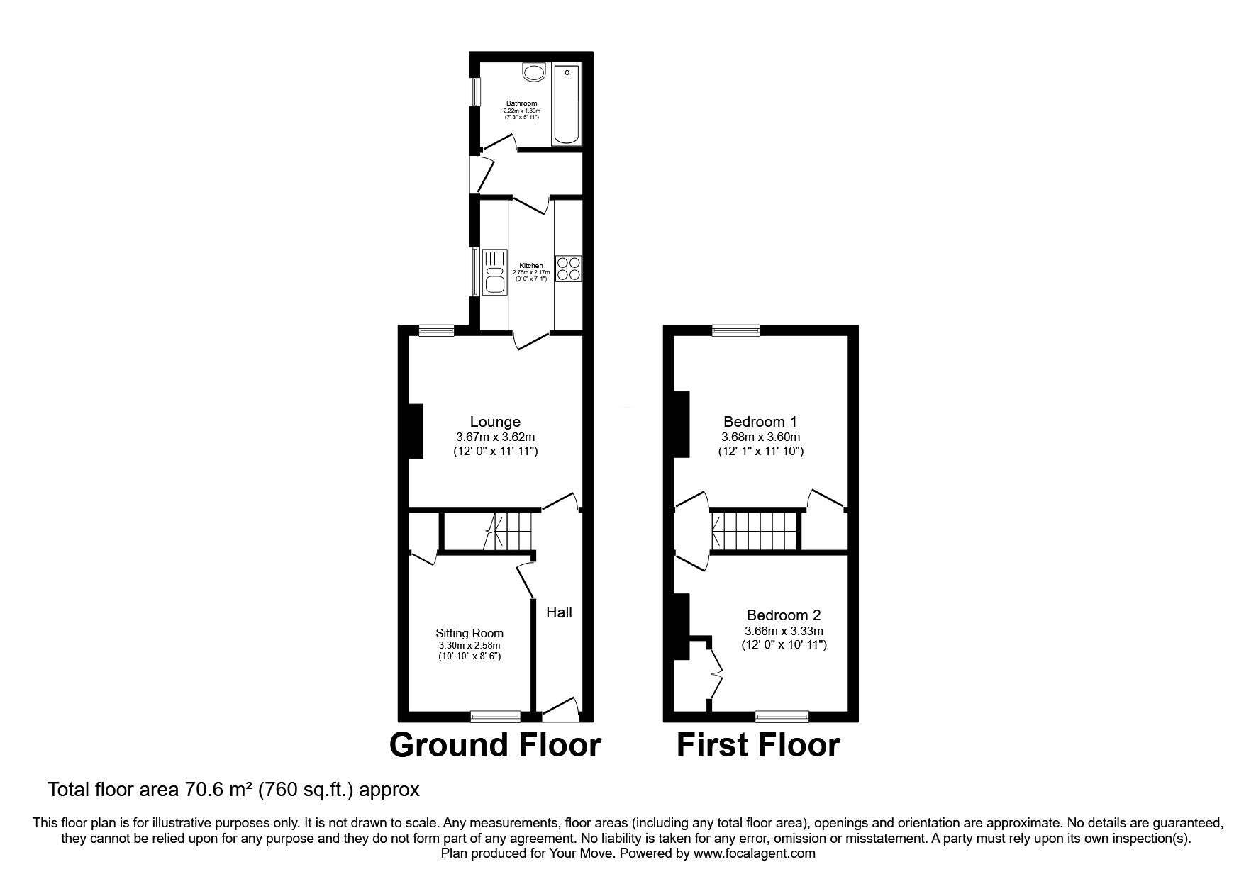 Floorplan of 2 bedroom Mid Terrace House for sale, Lime Street, Carlisle, Cumbria, CA2