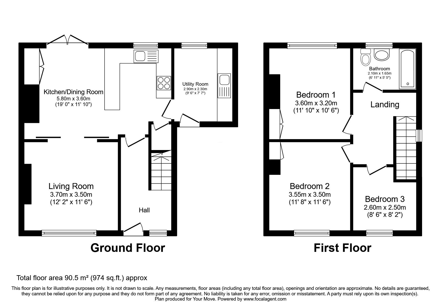 Floorplan of 3 bedroom Semi Detached House for sale, The Lees, Kirkbride, Cumbria, CA7