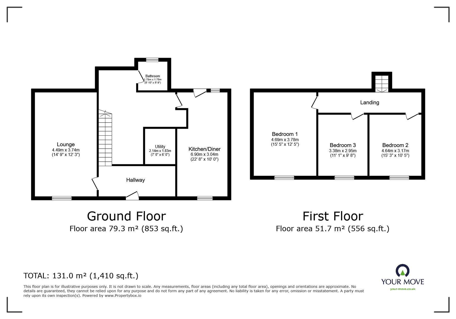 Floorplan of 3 bedroom Mid Terrace House to rent, Longtown Road, Brampton, Cumbria, CA8