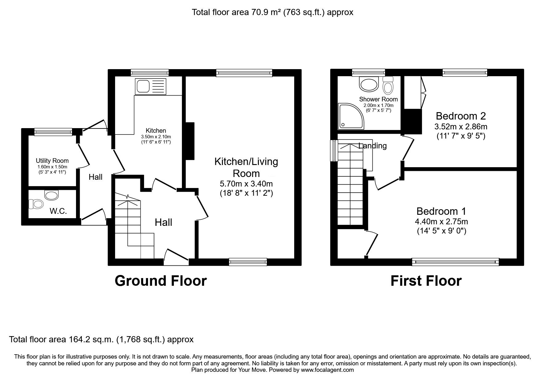 Floorplan of 2 bedroom End Terrace House for sale, Springfield Road, Carlisle, Cumbria, CA1