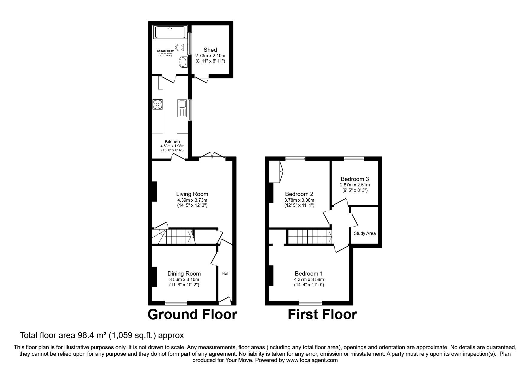 Floorplan of 3 bedroom Mid Terrace House for sale, Trafalgar Street, Carlisle, Cumbria, CA2