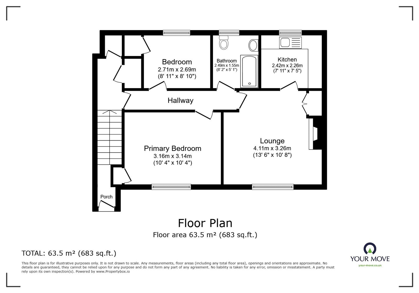 Floorplan of 2 bedroom  Flat for sale, Fairfield Gardens, Carlisle, Cumbria, CA2