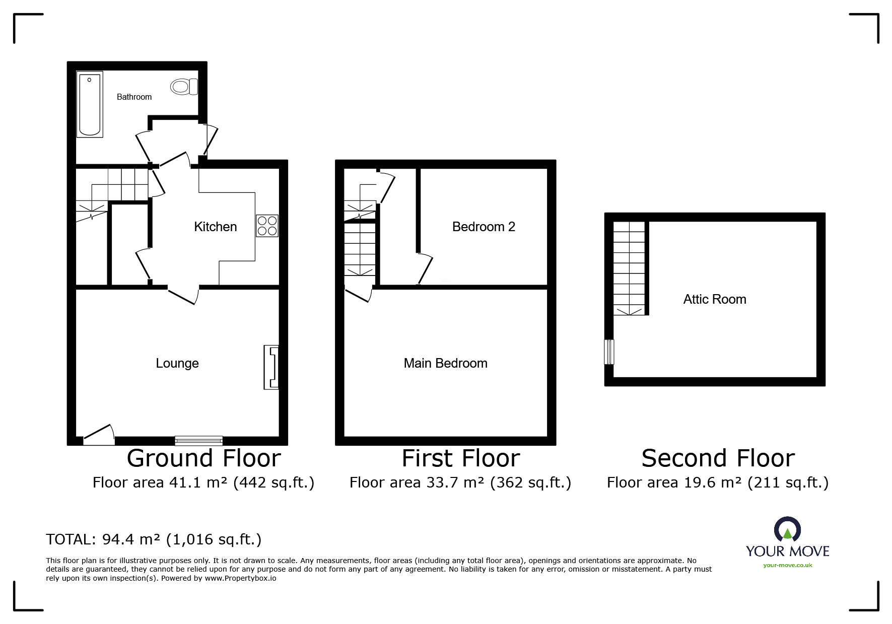 Floorplan of 3 bedroom Mid Terrace House to rent, Wentworth Road, Thorpe Hesley, South Yorkshire, S61