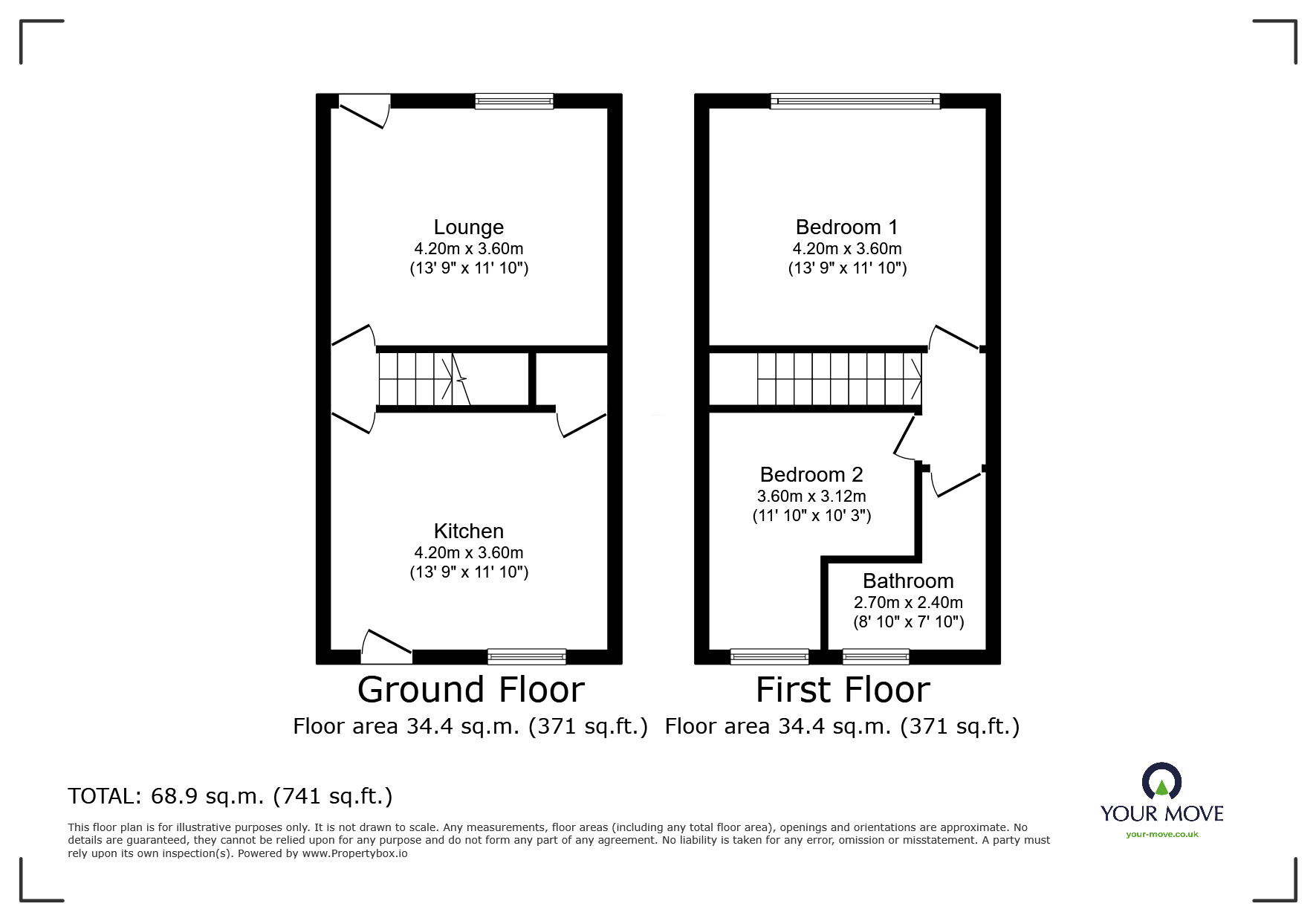 Floorplan of 2 bedroom Mid Terrace House for sale, Cowley Lane, Chapeltown, South Yorkshire, S35