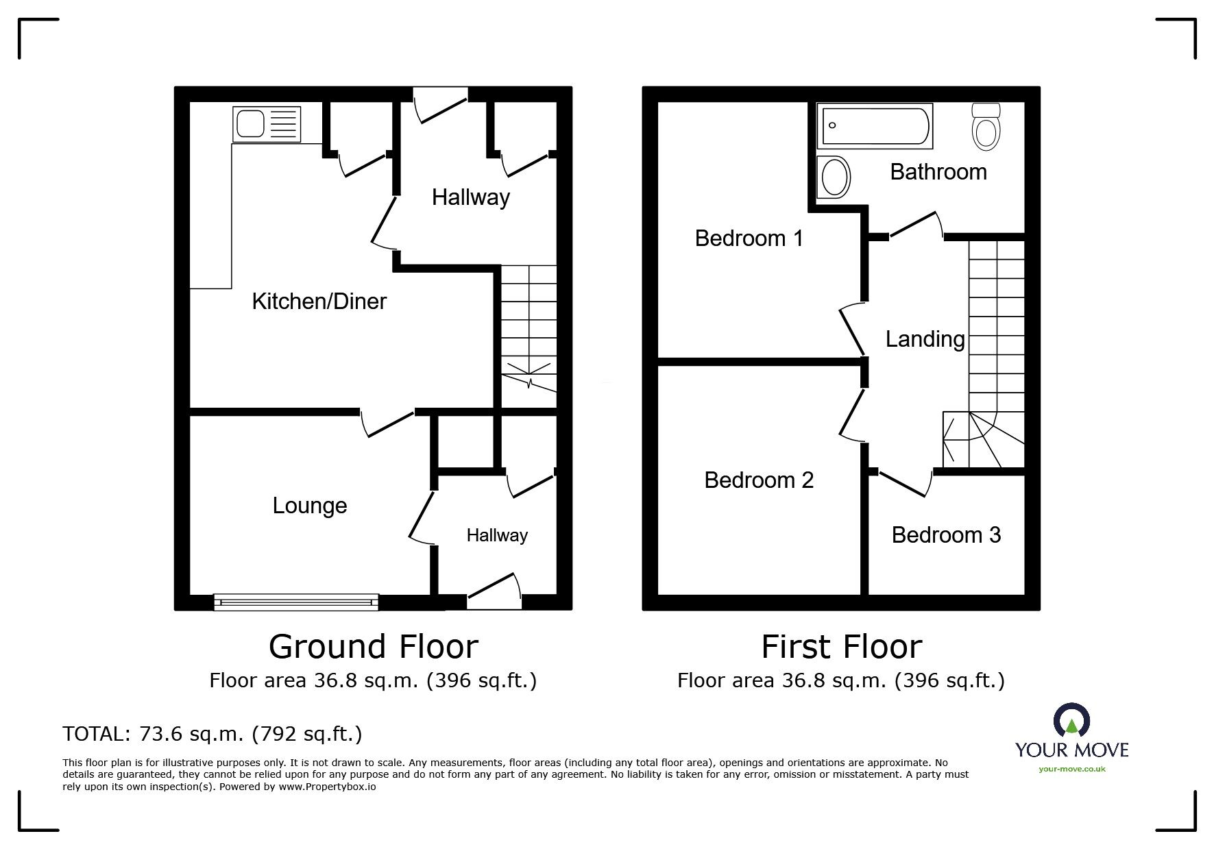 Floorplan of 3 bedroom Mid Terrace House to rent, Edge Well Rise, Sheffield, South Yorkshire, S6