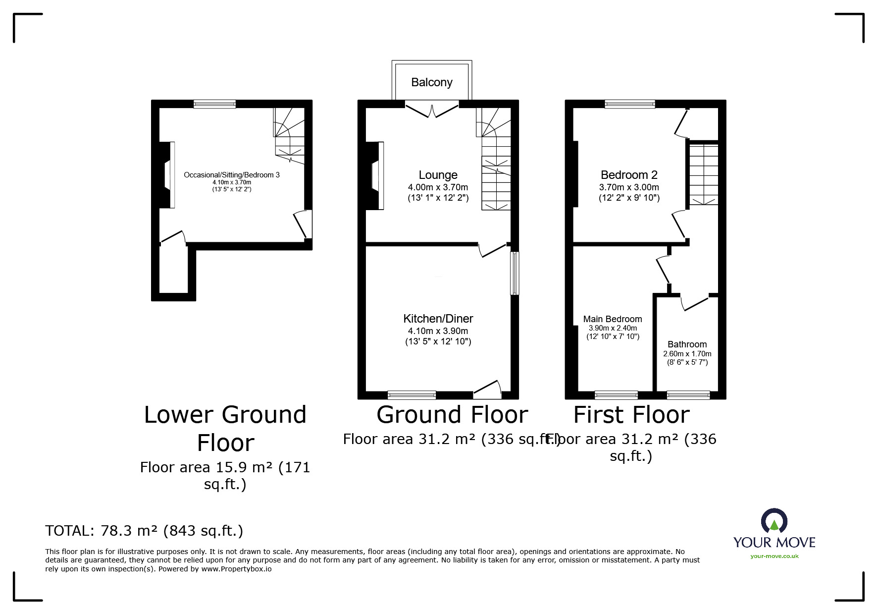 Floorplan of 2 bedroom End Terrace House for sale, Rockside Road, Thurlstone, South Yorkshire, S36