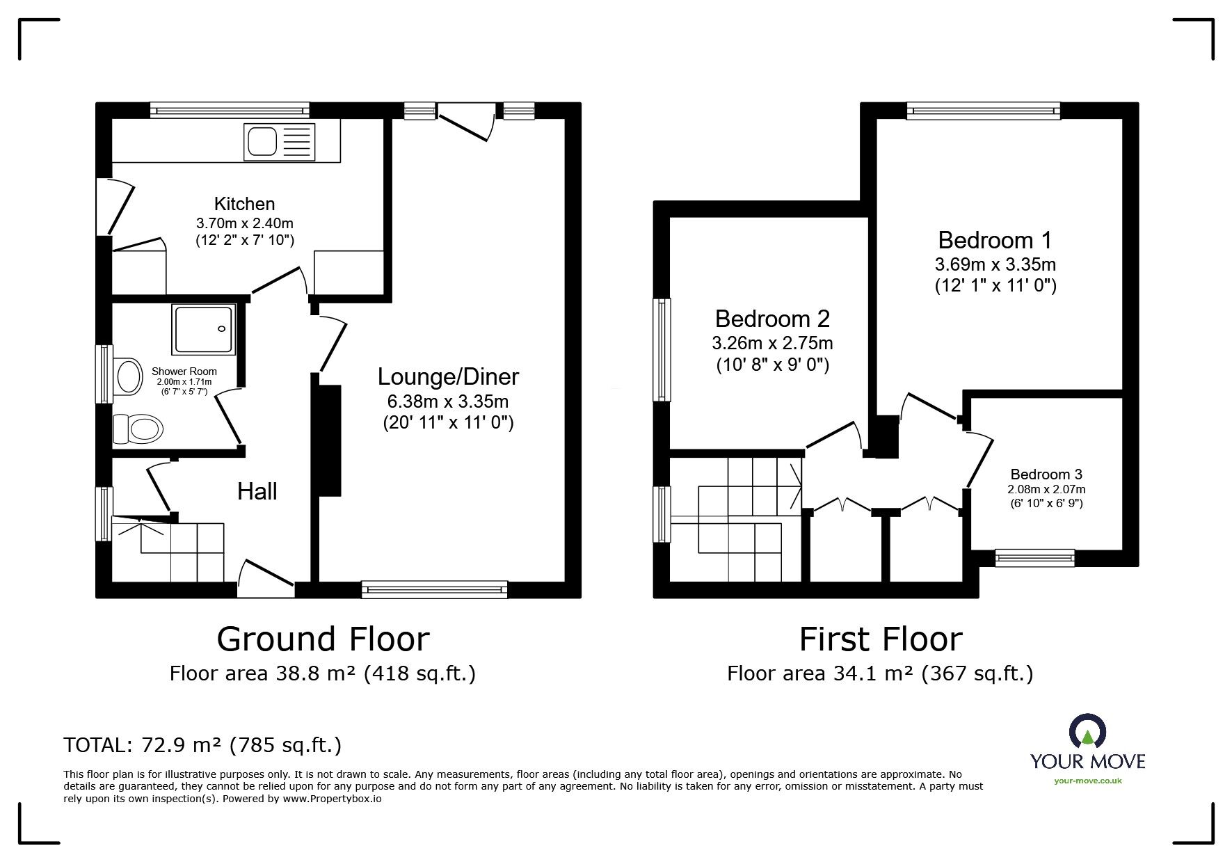 Floorplan of 3 bedroom Semi Detached House for sale, Hawkins Avenue, Burncross, South Yorkshire, S35