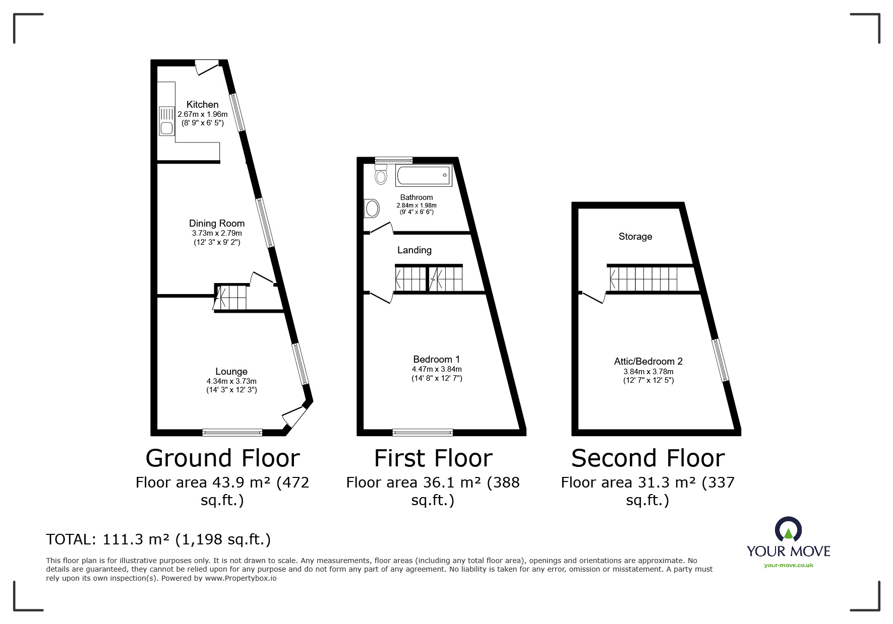 Floorplan of 2 bedroom End Terrace House for sale, Hunter Road, Sheffield, South Yorkshire, S6