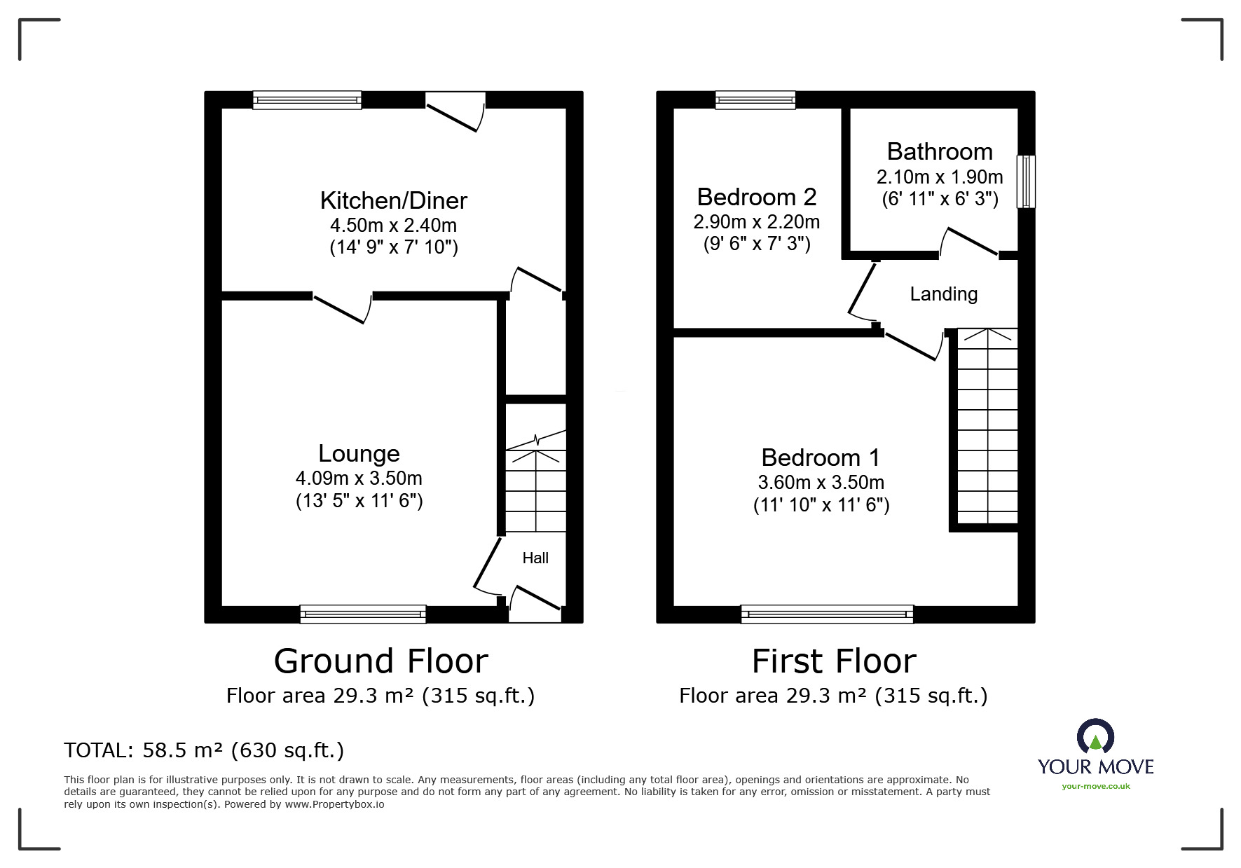 Floorplan of 2 bedroom End Terrace House for sale, Southey Place, Sheffield, South Yorkshire, S5