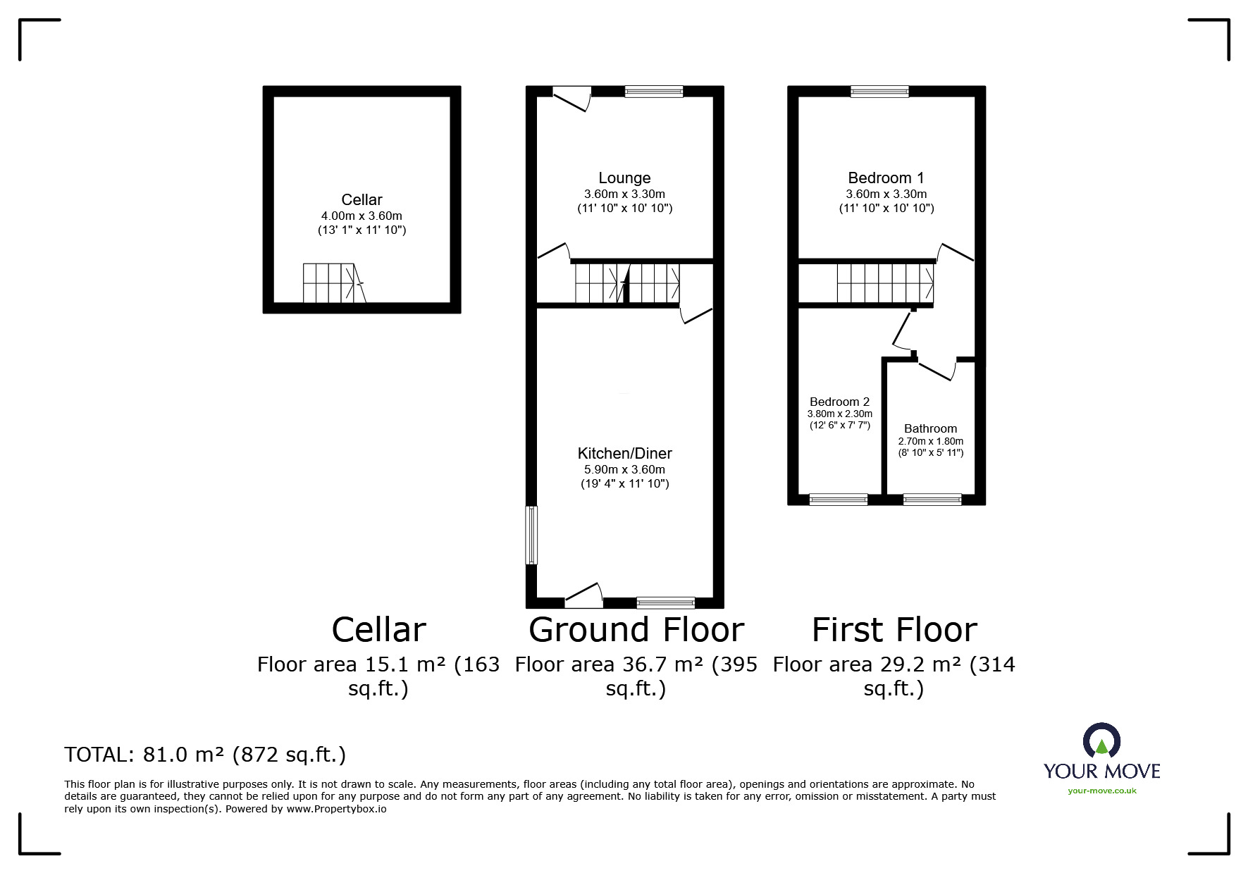 Floorplan of 2 bedroom Mid Terrace House to rent, Station Road, Chapeltown, South Yorkshire, S35