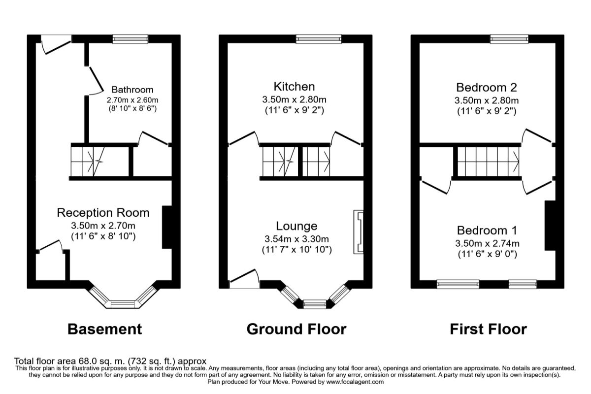 Floorplan of 2 bedroom Mid Terrace House to rent, Seymour Road, Chatham, Kent, ME5