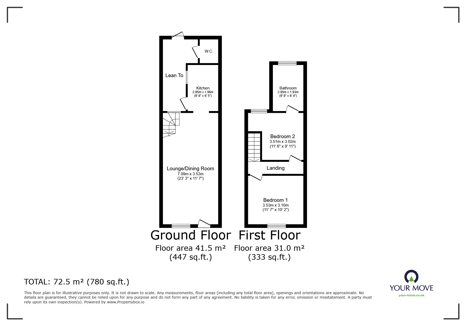 Floorplan of 2 bedroom Mid Terrace House for sale, Upper Luton Road, Chatham, Medway, ME5