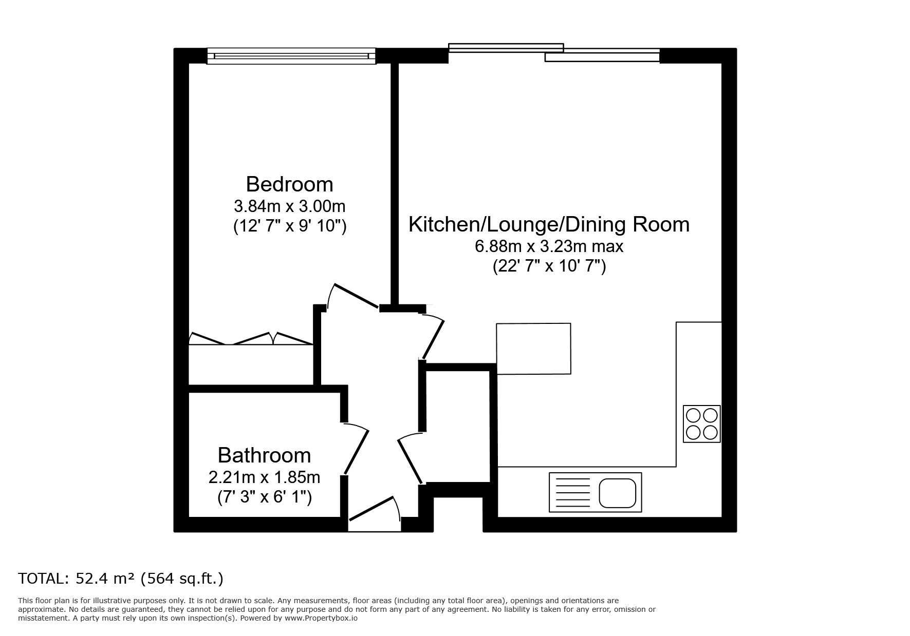 Floorplan of 1 bedroom  Flat for sale, Watersmeet, St. Marys Island, Kent, ME4