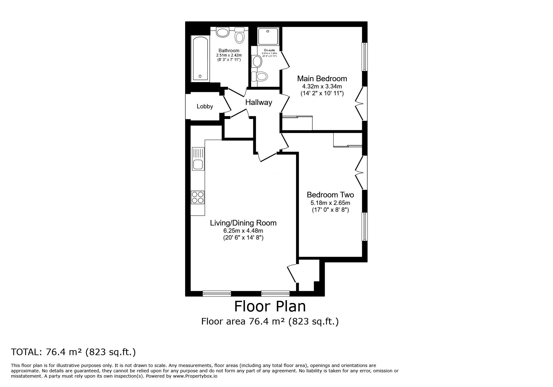 Floorplan of 2 bedroom  Flat for sale, Dakota Drive, Chatham, Kent, ME4