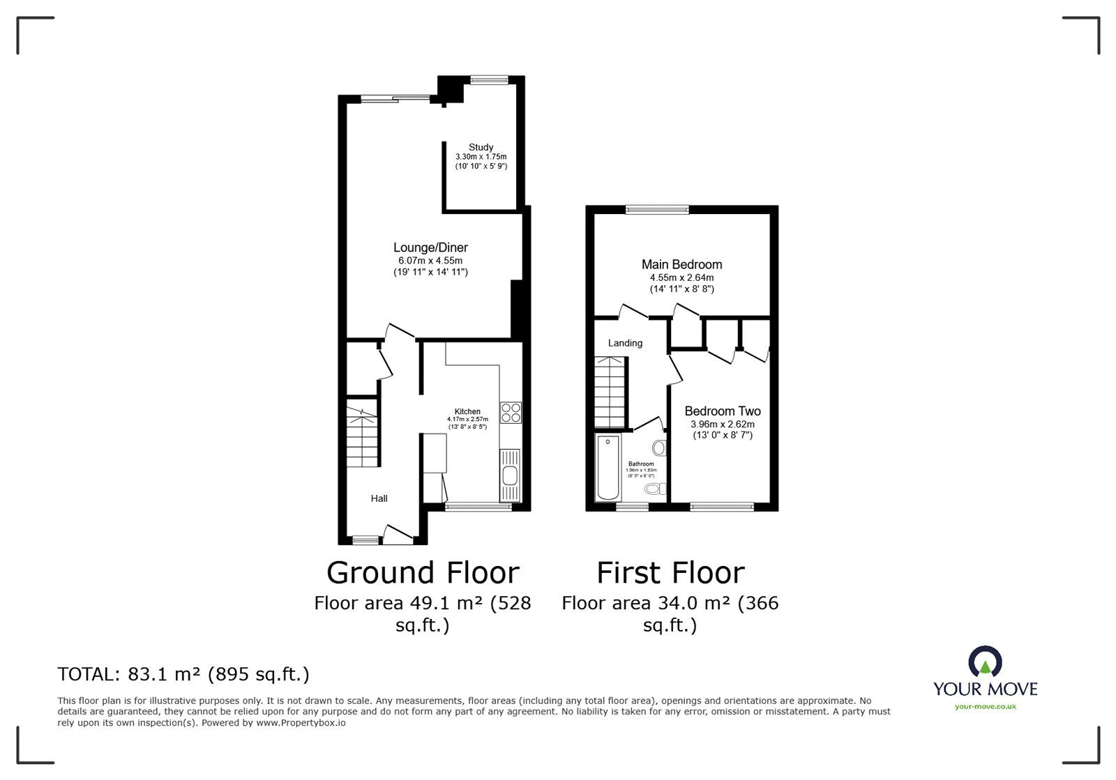 Floorplan of 2 bedroom Mid Terrace House for sale, Gentian Close, Walderslade, Kent, ME5