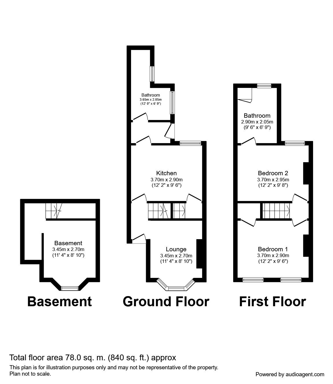 Floorplan of 2 bedroom Mid Terrace House for sale, Thorold Road, Chatham, Kent, ME5