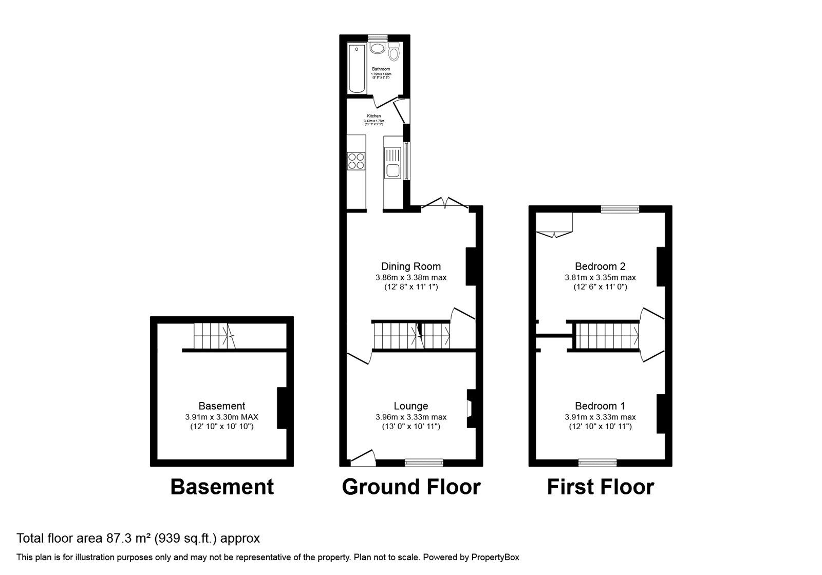 Floorplan of 2 bedroom Mid Terrace House to rent, Listmas Road, Chatham, Kent, ME4