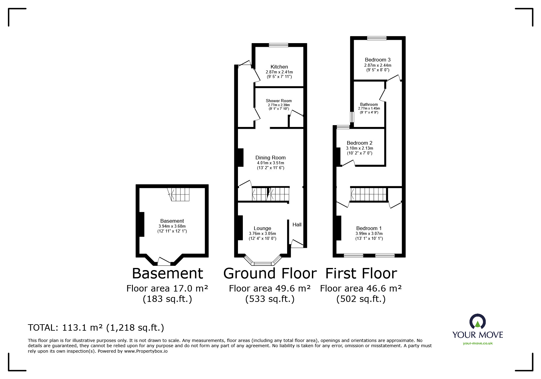 Floorplan of 3 bedroom Mid Terrace House for sale, Sydney Road, Chatham, Kent, ME4