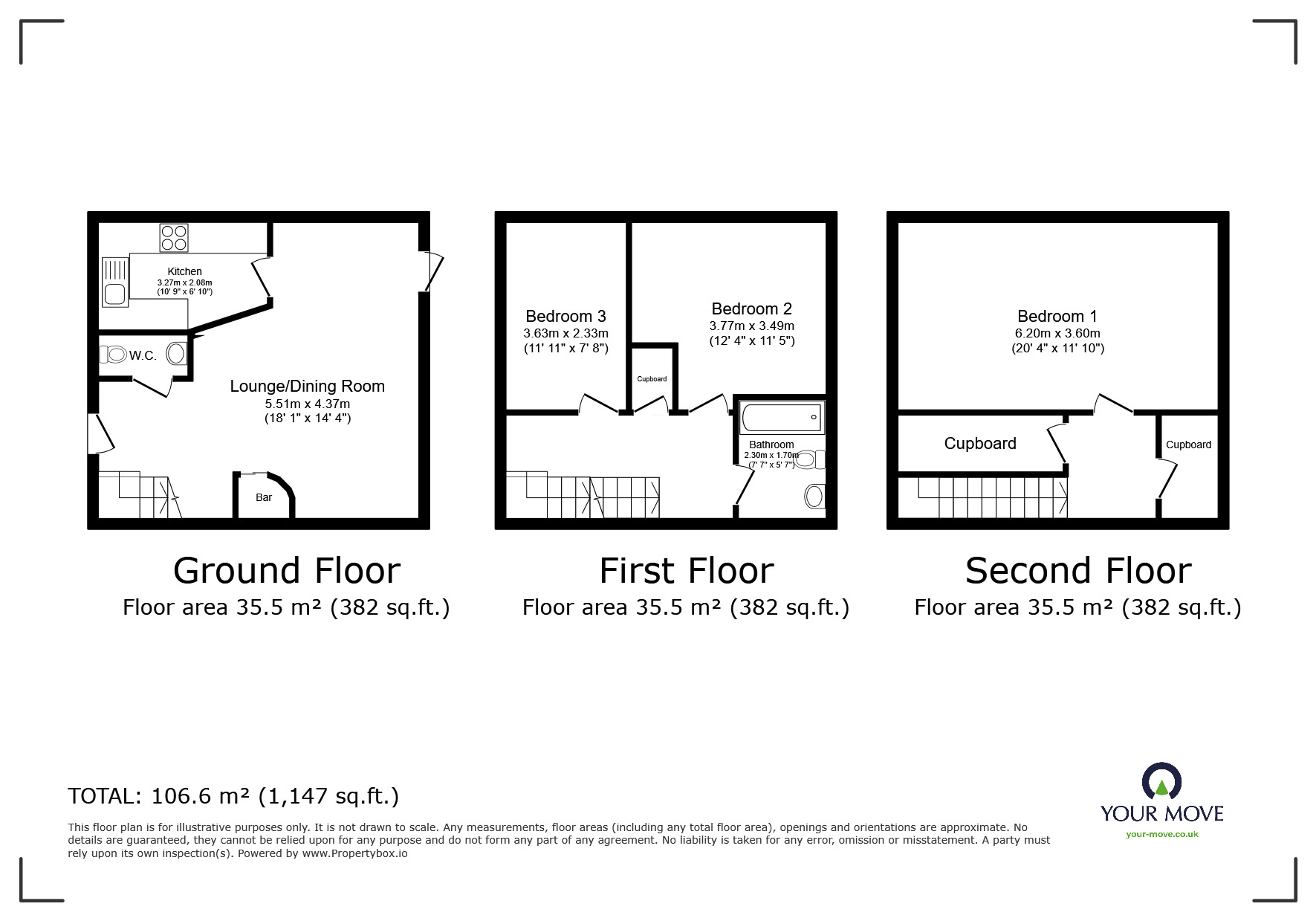 Floorplan of 3 bedroom End Terrace House to rent, Canal Road, Strood, Kent, ME2