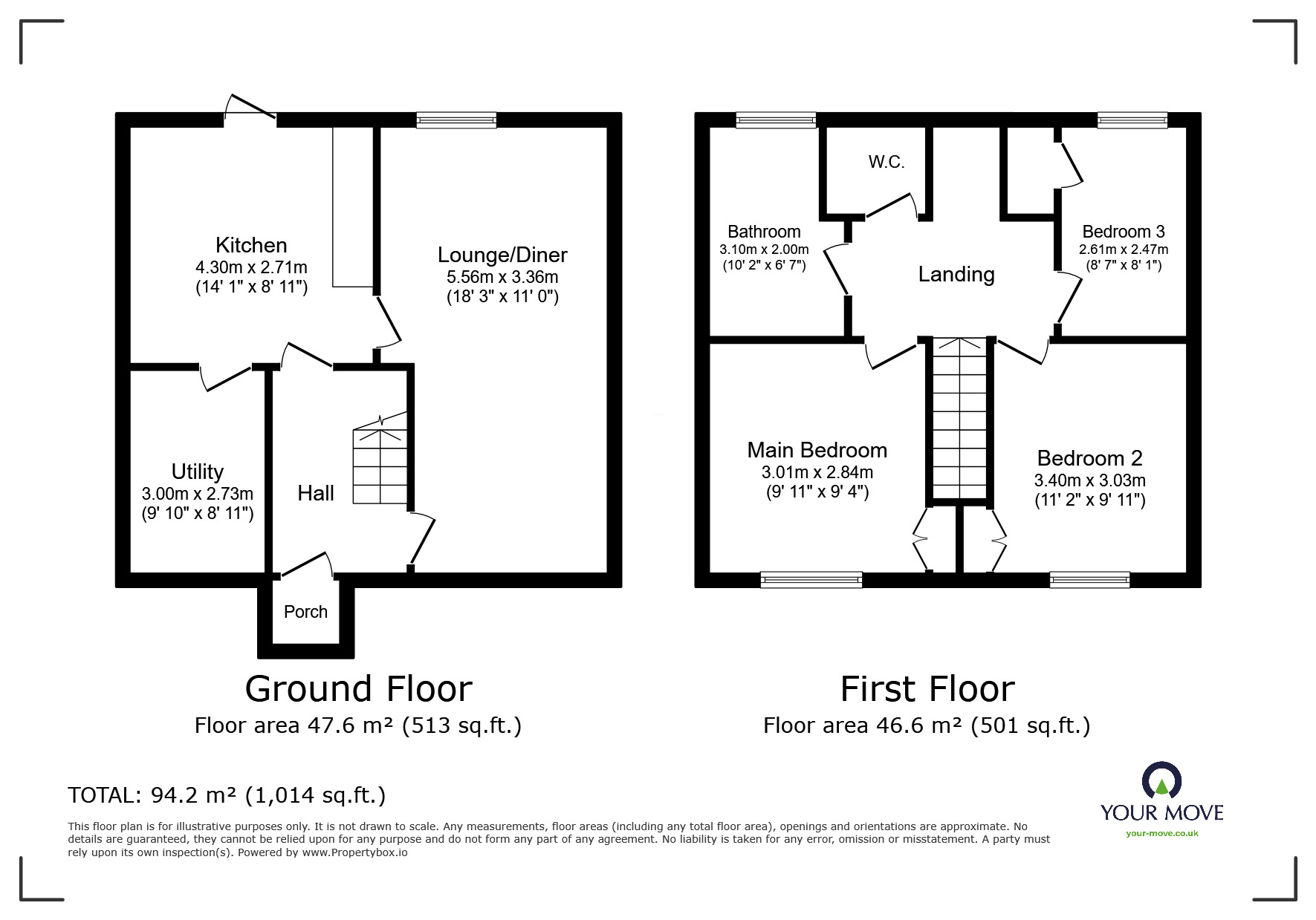 Floorplan of 3 bedroom Mid Terrace House for sale, Westmorland Road, Maidstone, Kent, ME15