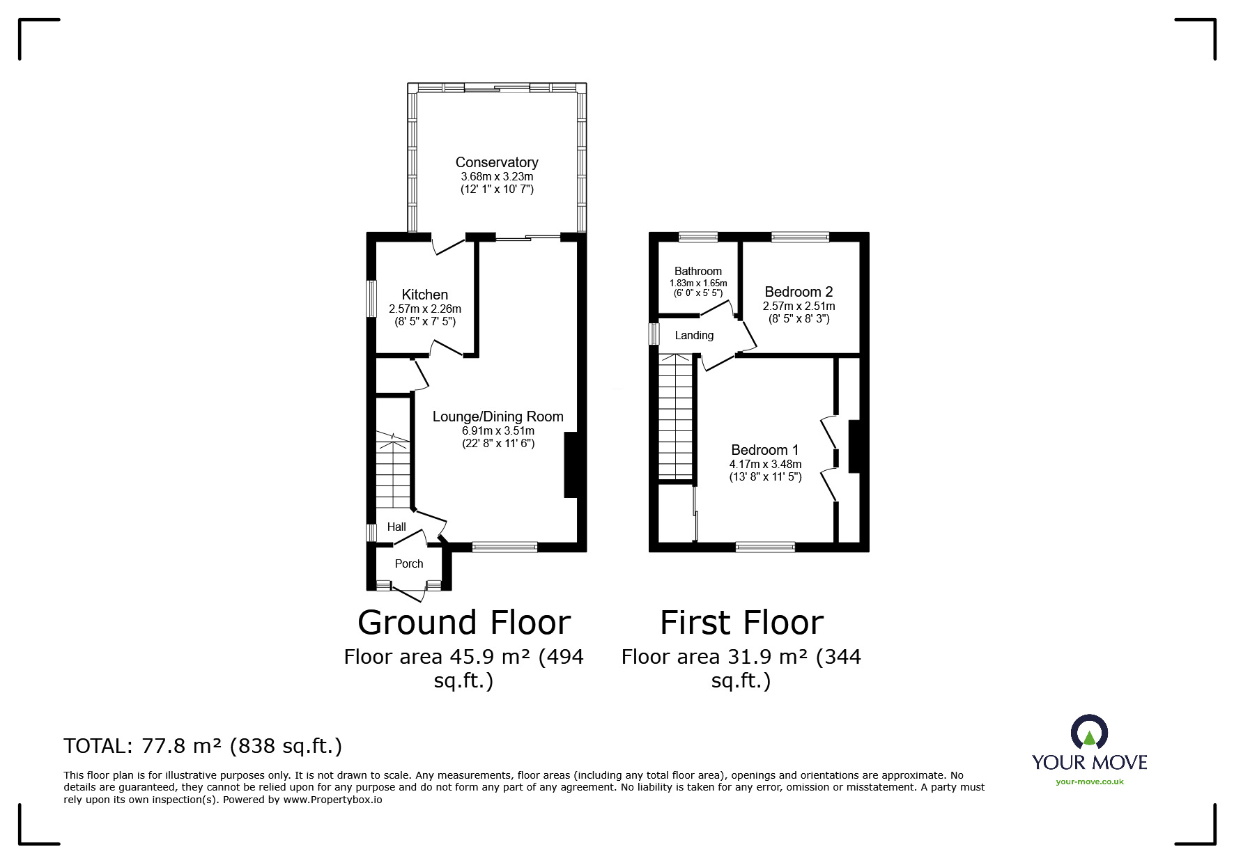 Floorplan of 2 bedroom Semi Detached House for sale, Mill Lane, Chatham, Kent, ME5