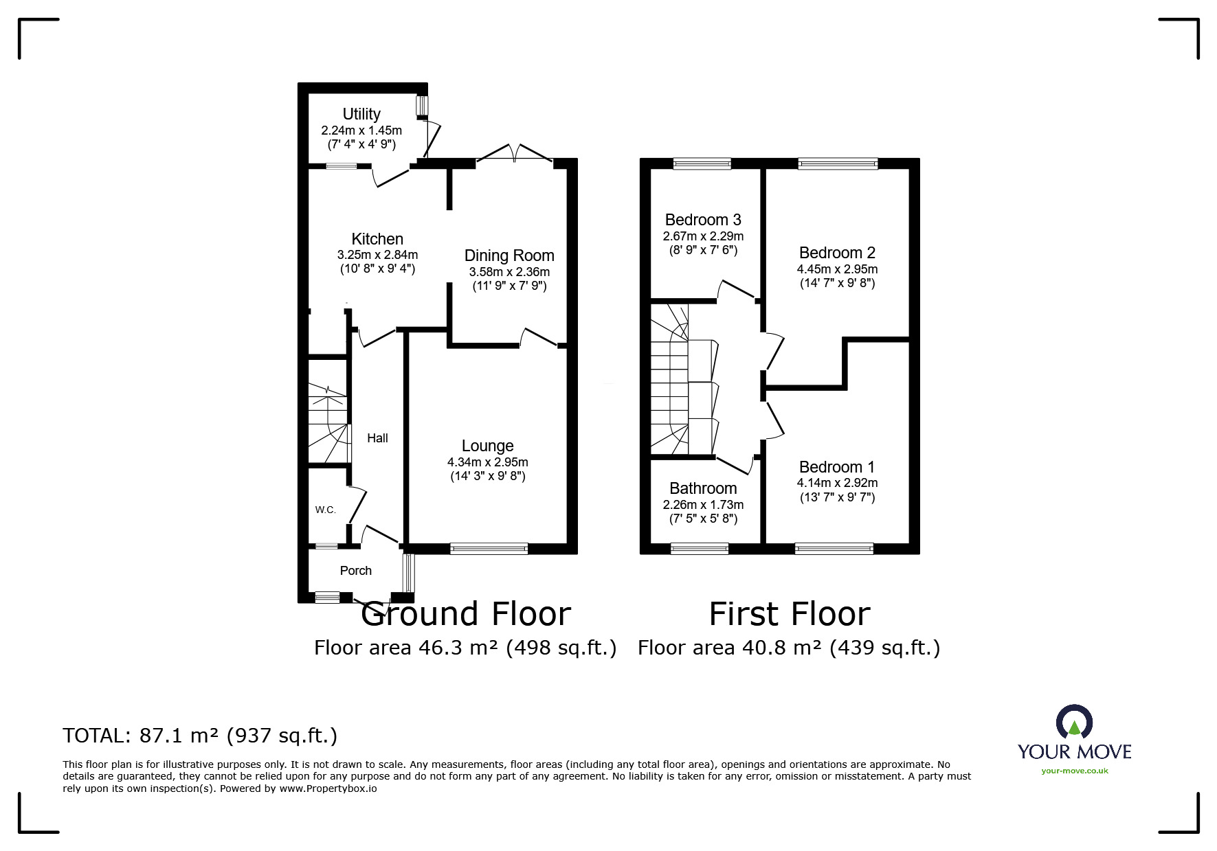 Floorplan of 3 bedroom Mid Terrace House for sale, Glenwood Close, Chatham, Kent, ME5