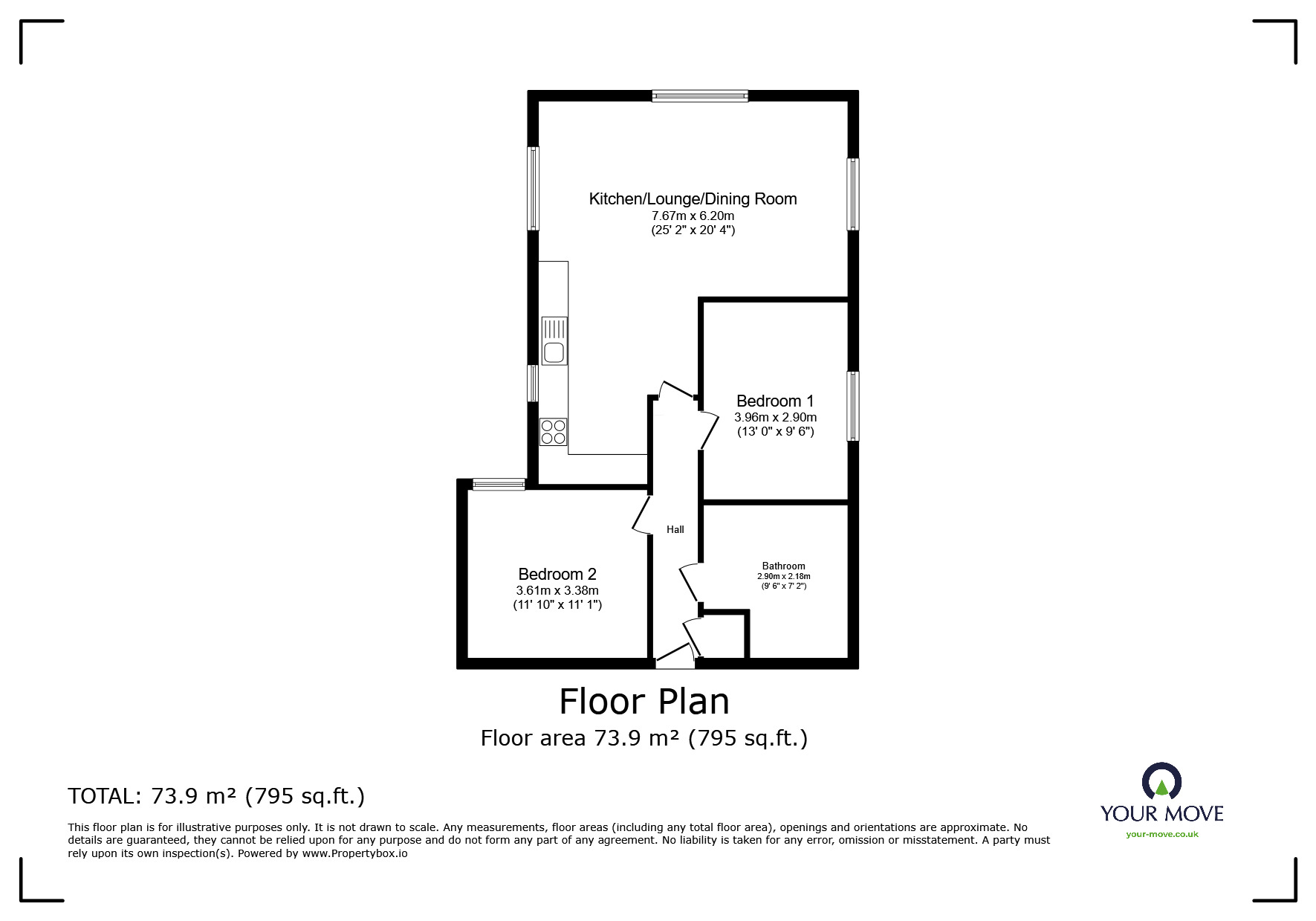 Floorplan of 2 bedroom  Flat for sale, Beaufighter Close, Chatham, Kent, ME4