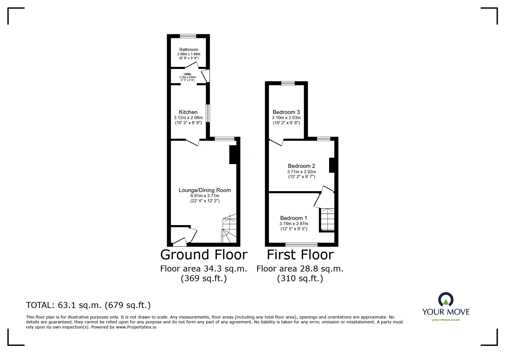 Floorplan of 3 bedroom Mid Terrace House for sale, Coronation Road, Chatham, Kent, ME5