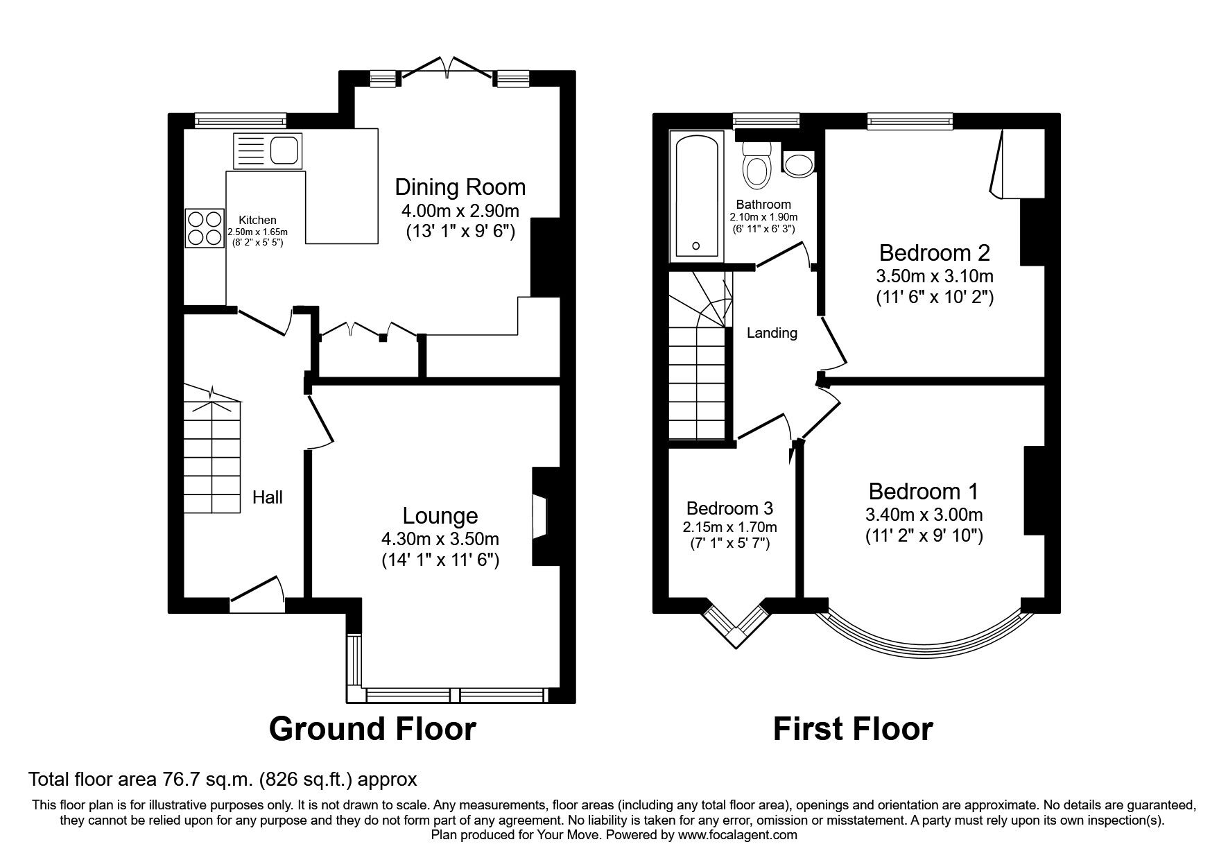 Floorplan of 3 bedroom End Terrace House for sale, The Chase, Chatham, Kent, ME4