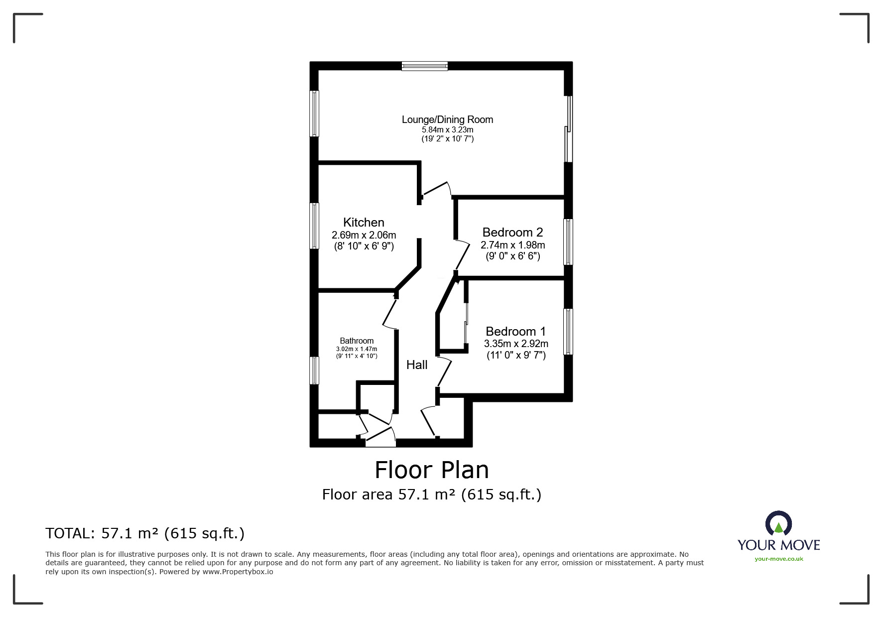 Floorplan of 2 bedroom  Flat for sale, Armada Way, Chatham, Kent, ME4