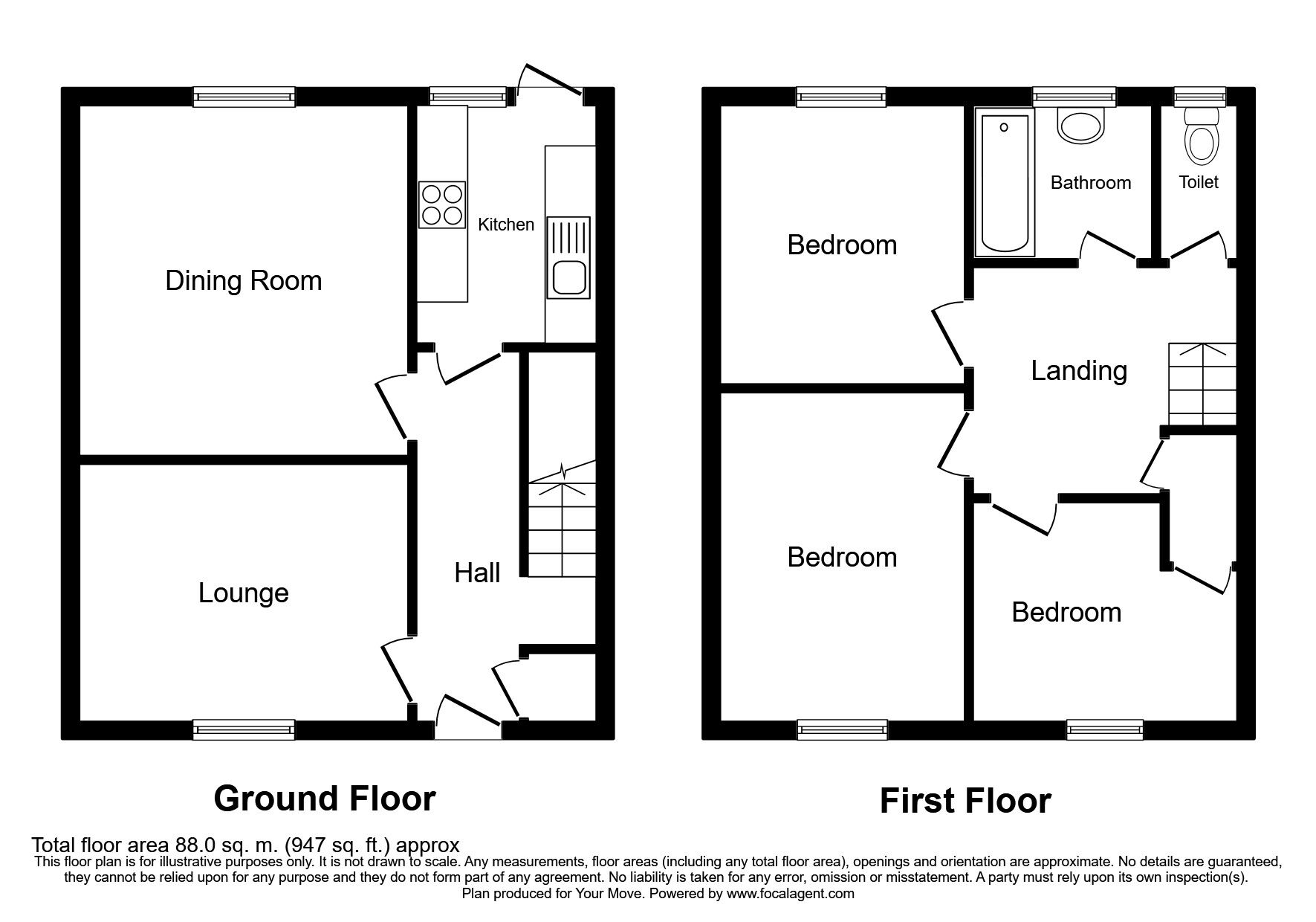 Floorplan of 3 bedroom Mid Terrace House for sale, Palmerston Road, Chatham, Kent, ME4