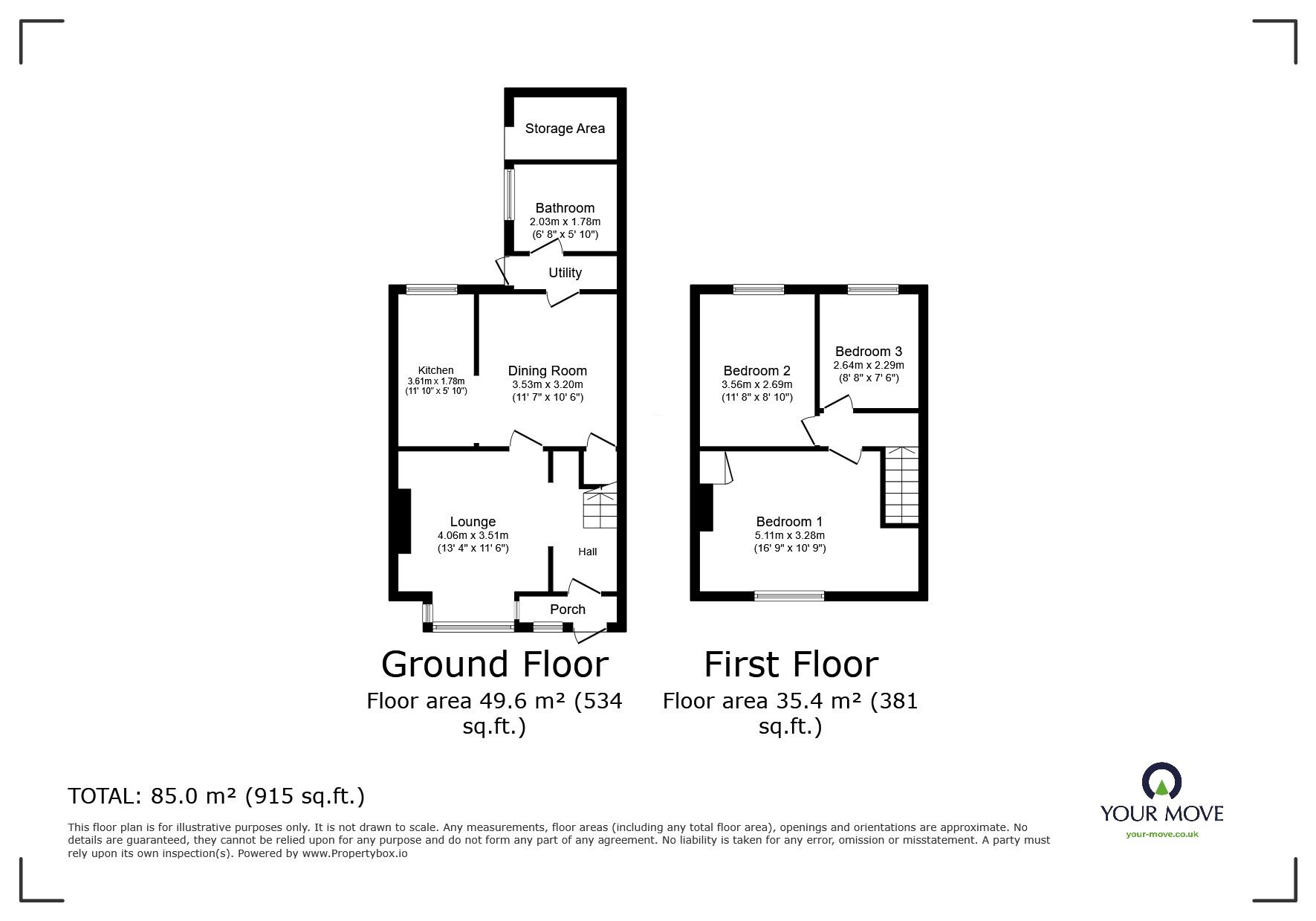 Floorplan of 3 bedroom Mid Terrace House for sale, Ewart Road, Chatham, Kent, ME4