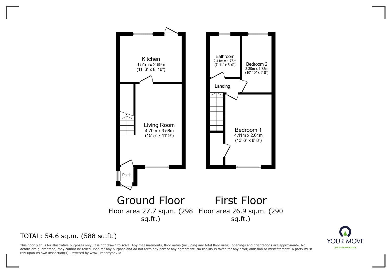 Floorplan of 2 bedroom End Terrace House to rent, Westbrooke Close, Chatham, Kent, ME4