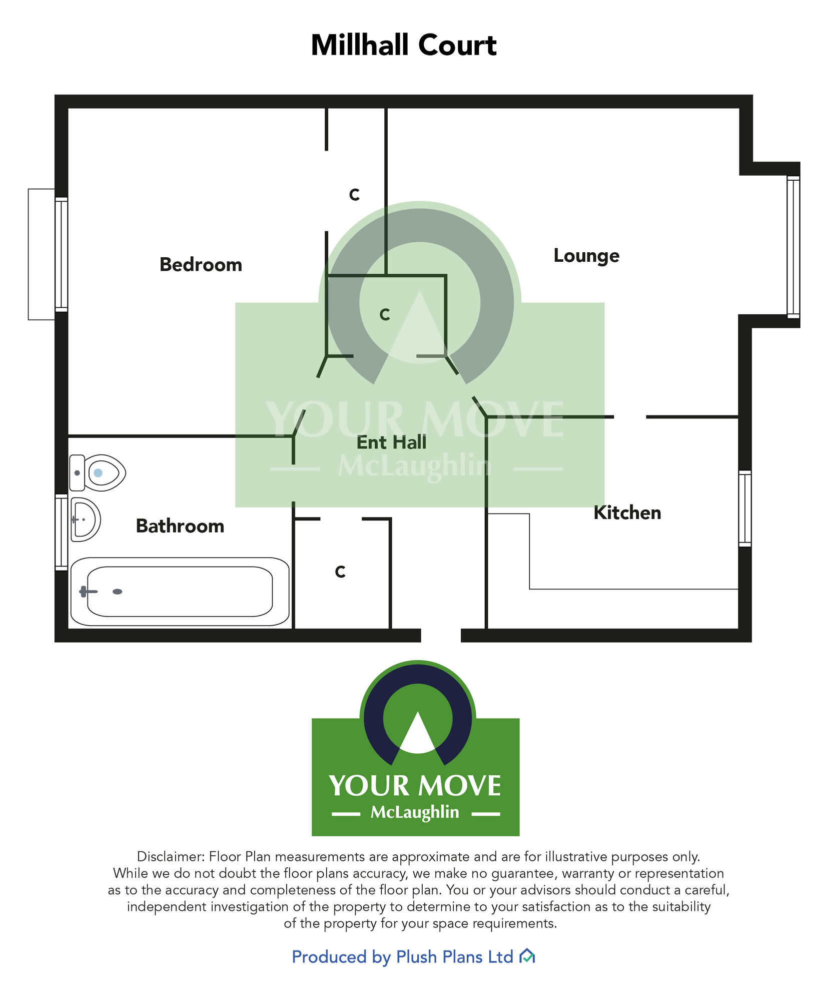 Floorplan of 1 bedroom  Flat for sale, Millhall Court, Plains, Lanarkshire, ML6