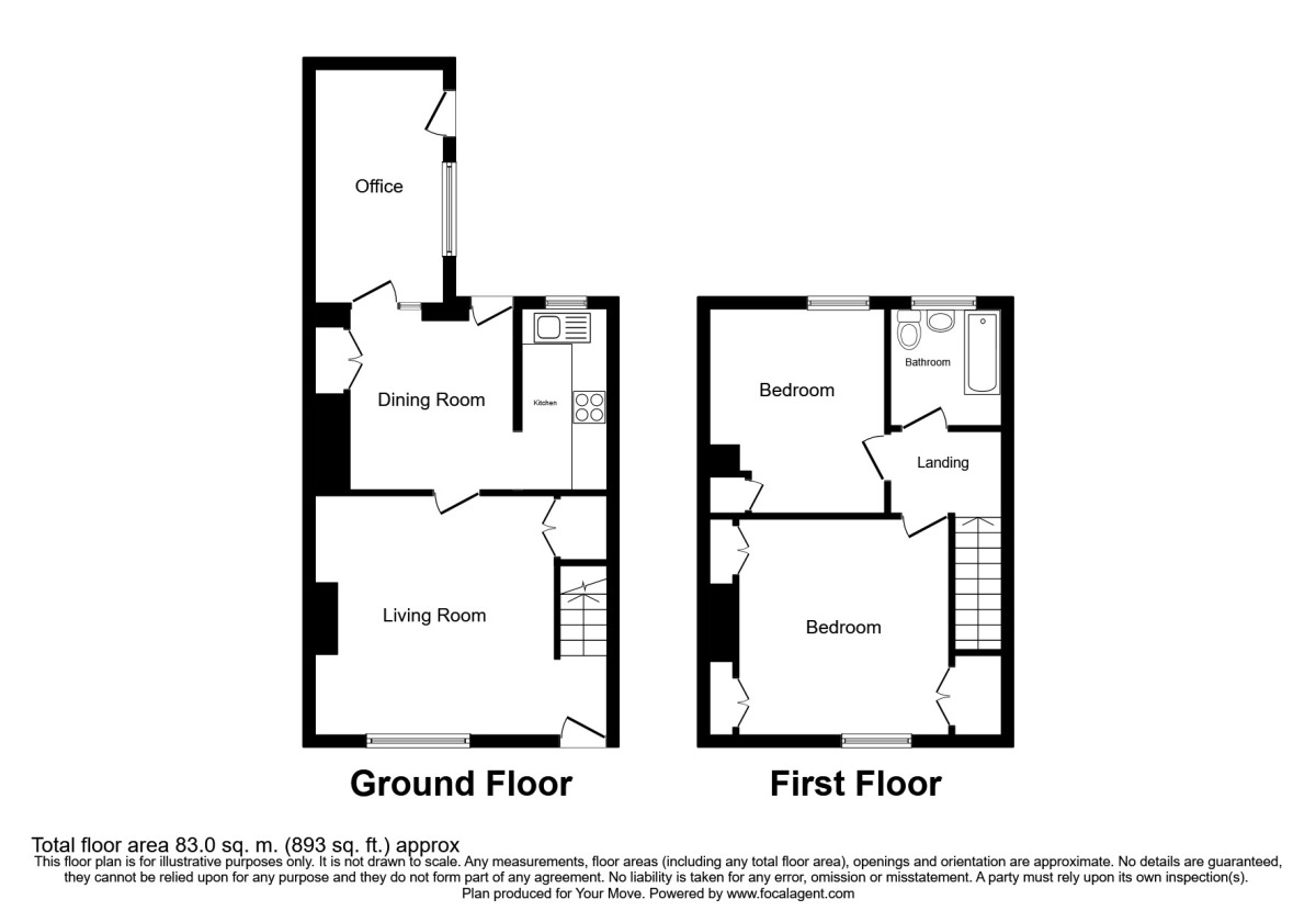 Floorplan of 2 bedroom Mid Terrace House to rent, Crawcrook, Ryton, Tyne And Wear, NE40