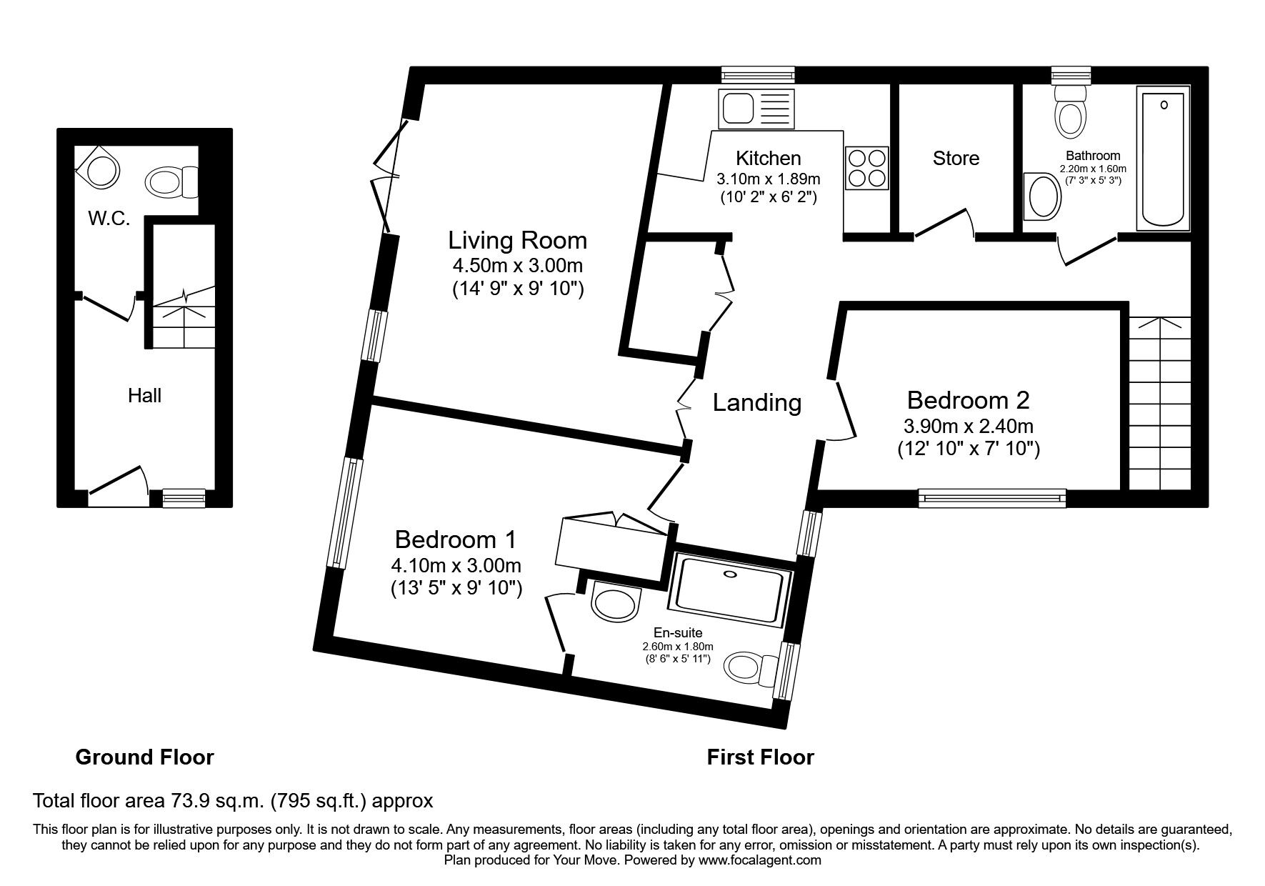 Floorplan of 2 bedroom  Flat to rent, Fox Dene View, Greenside, Ryton, NE40