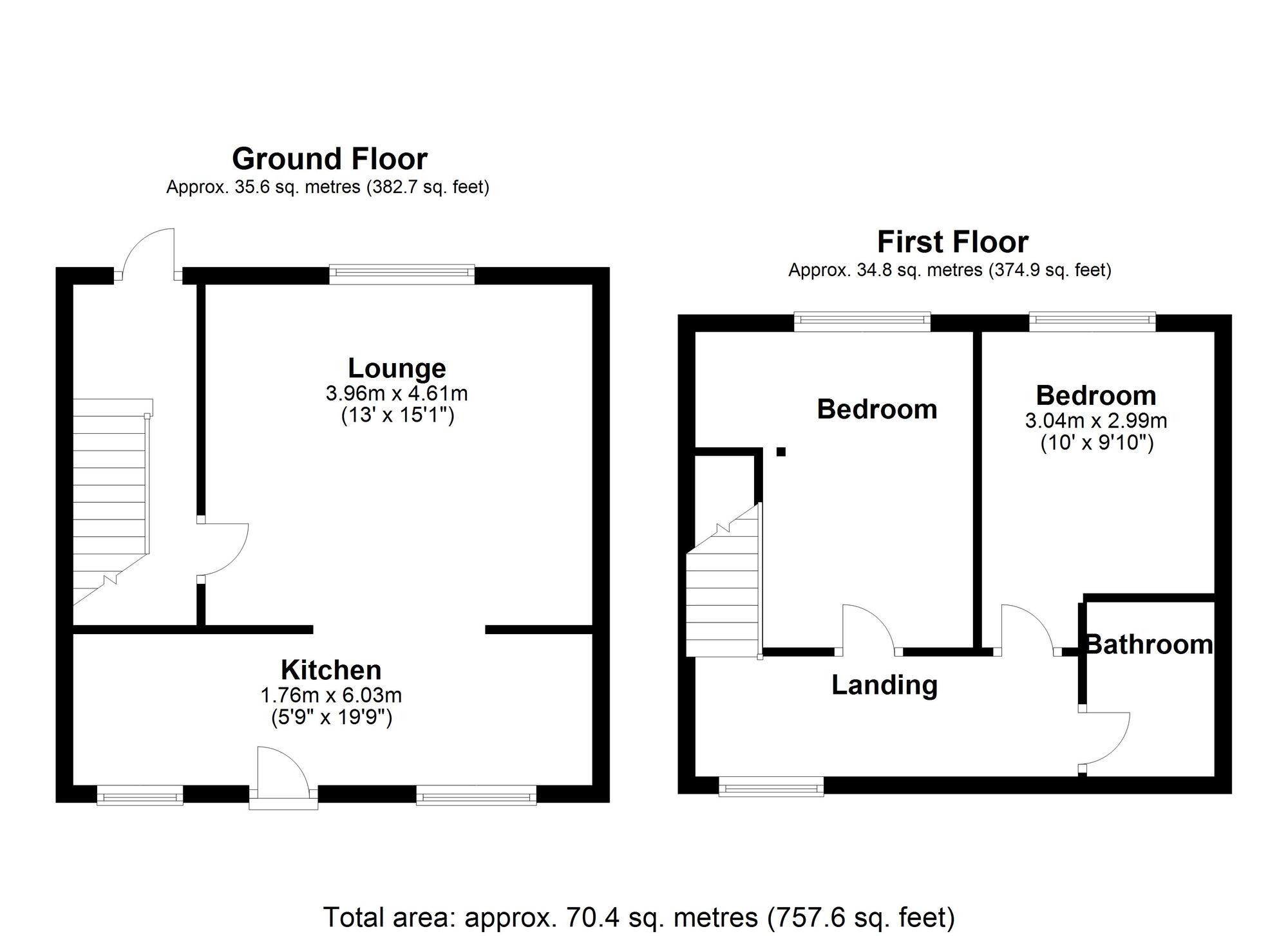 Floorplan of 2 bedroom End Terrace House for sale, Frank Street, Greenside, Ryton, NE40