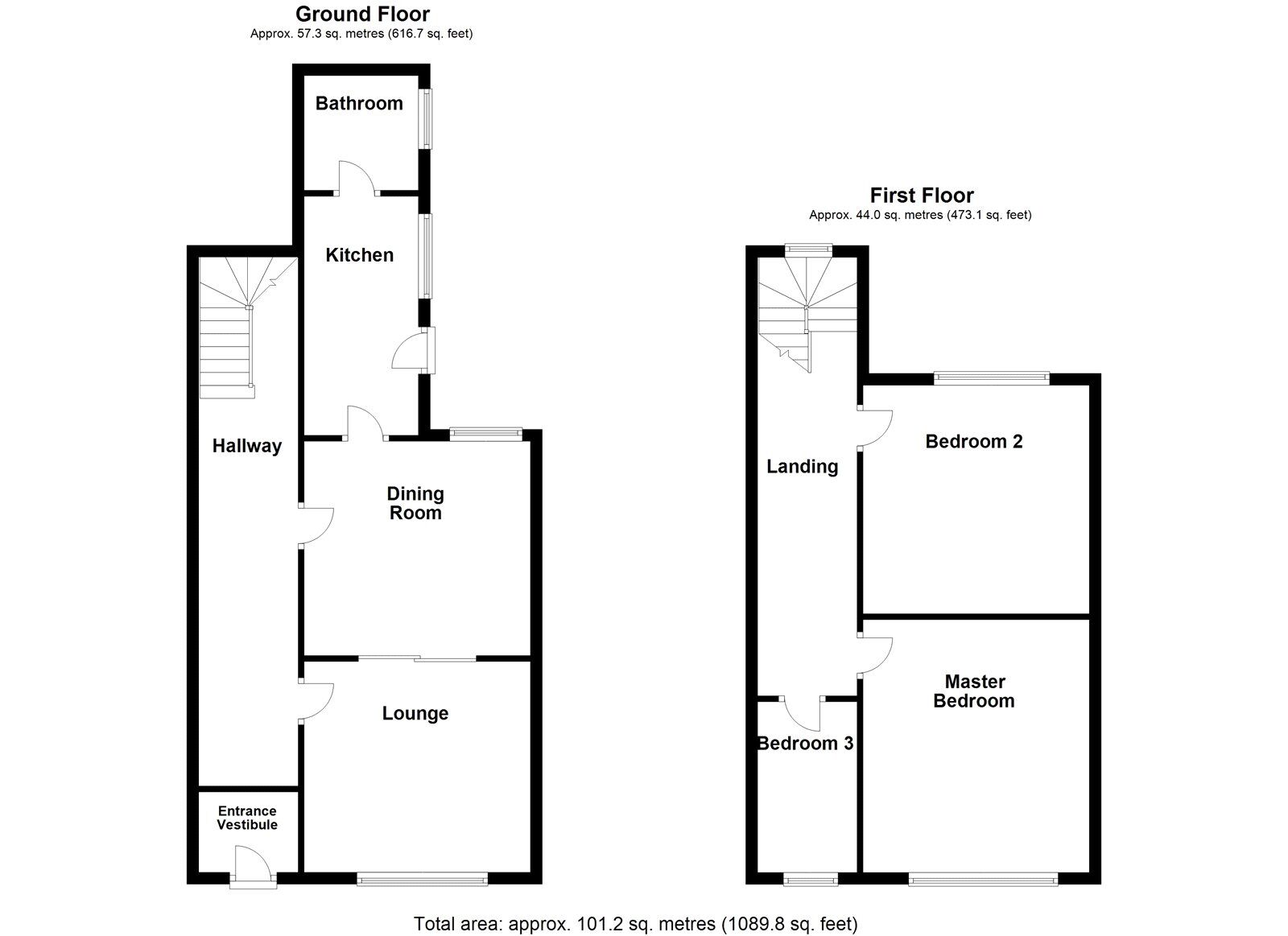 Floorplan of 3 bedroom Mid Terrace House for sale, Dean Terrace, Ryton, NE40