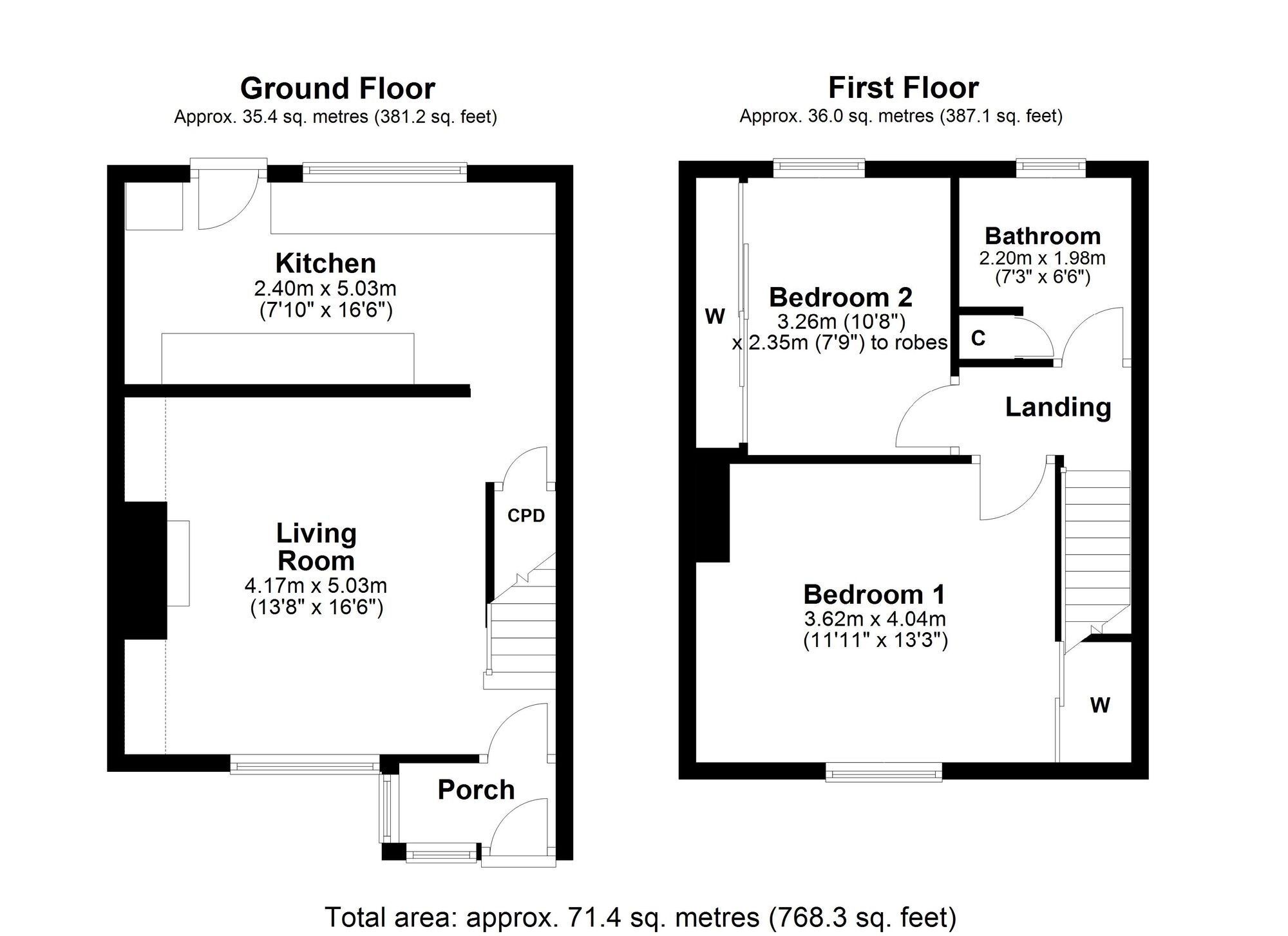 Floorplan of 2 bedroom Mid Terrace House for sale, Fell View West, Crawcrook  Ryton, Gateshead, NE40