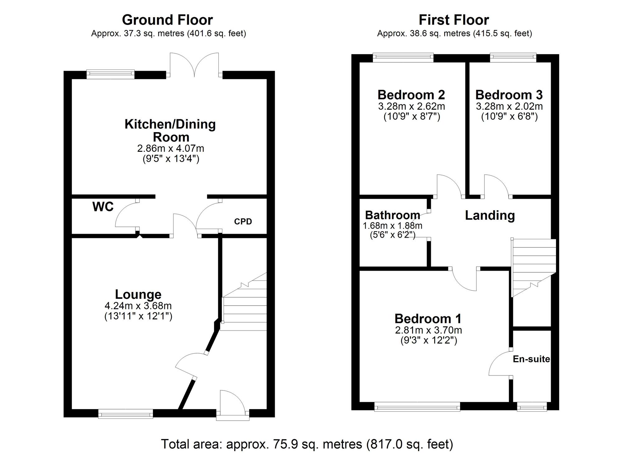 Floorplan of 3 bedroom Semi Detached House for sale, Clara View, Crawcrook  Ryton, Tyne and Wear, NE40