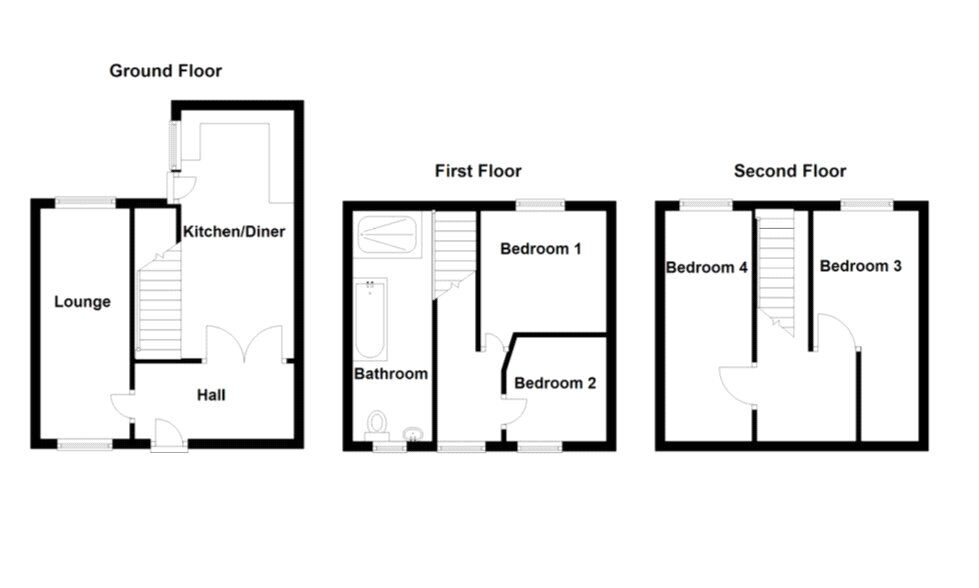 Floorplan of 4 bedroom Mid Terrace House for sale, Whitefield Gardens, Greenside, Tyne and Wear, NE40