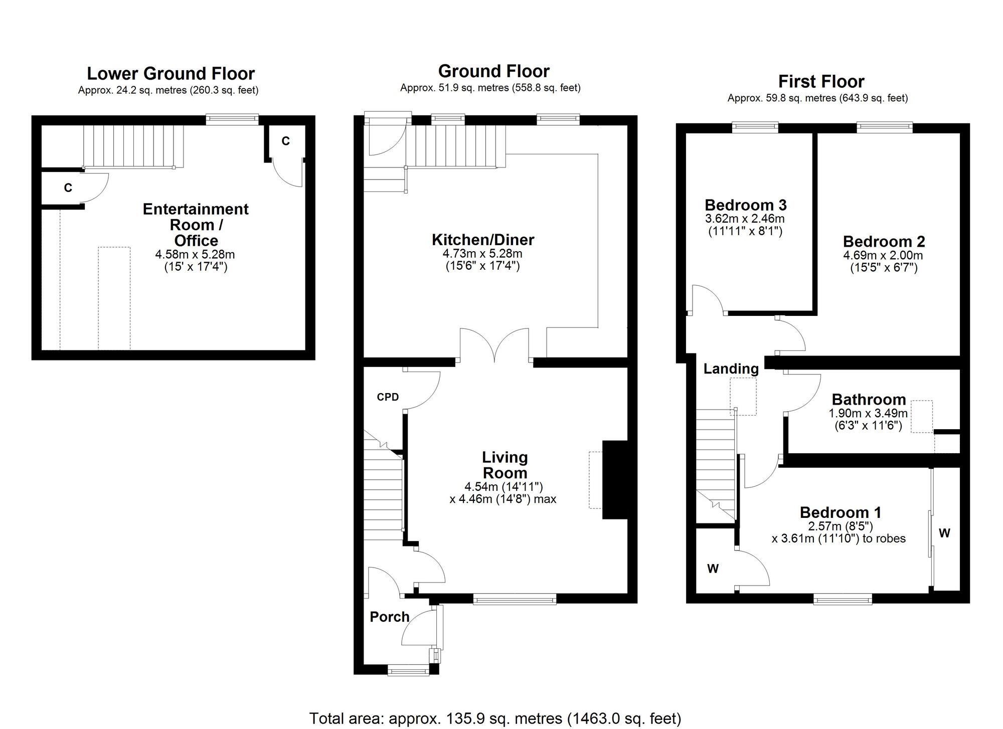 Floorplan of 3 bedroom Mid Terrace House for sale, Beech Grove Terrace, Crawcrook, Ryton, Tyne and Wear, NE40