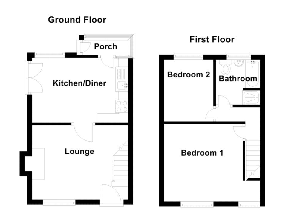 Floorplan of 2 bedroom End Terrace House for sale, Bearl View, West Mickley, Northumberland, NE43