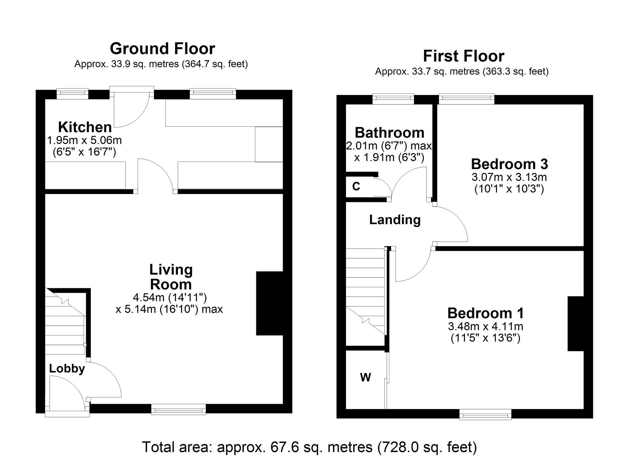 Floorplan of 2 bedroom Mid Terrace House for sale, Rockwood Terrace, Greenside, Tyne and Wear, NE40