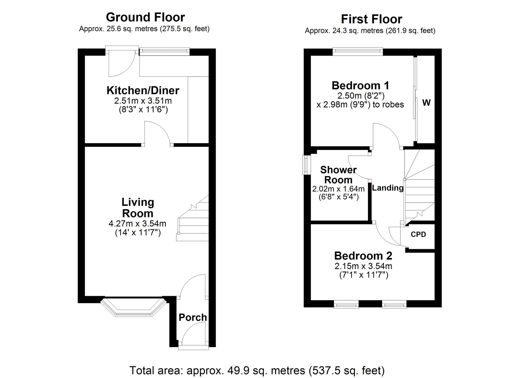 Floorplan of 2 bedroom Semi Detached House for sale, Turner Close, Ryton, Tyne and Wear, NE40