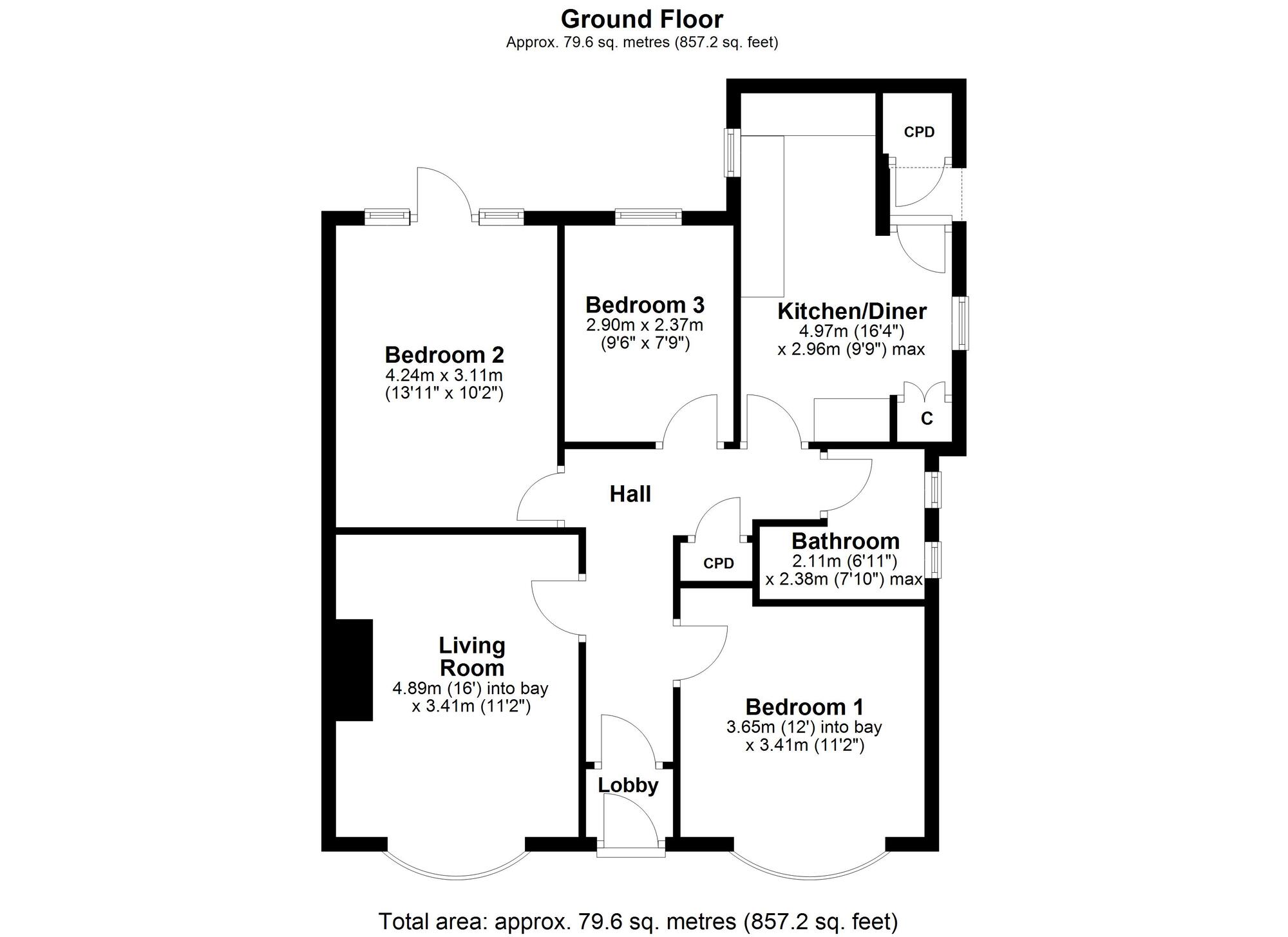 Floorplan of 3 bedroom Semi Detached Bungalow to rent, Woodcroft Road, Wylam, Northumberland, NE41