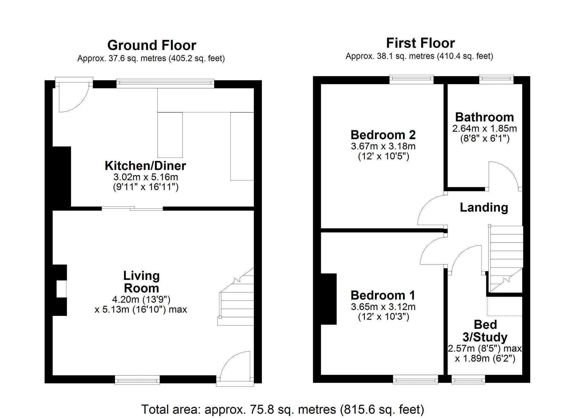 Floorplan of 3 bedroom Mid Terrace House for sale, West View, Clara Vale, Tyne and Wear, NE40